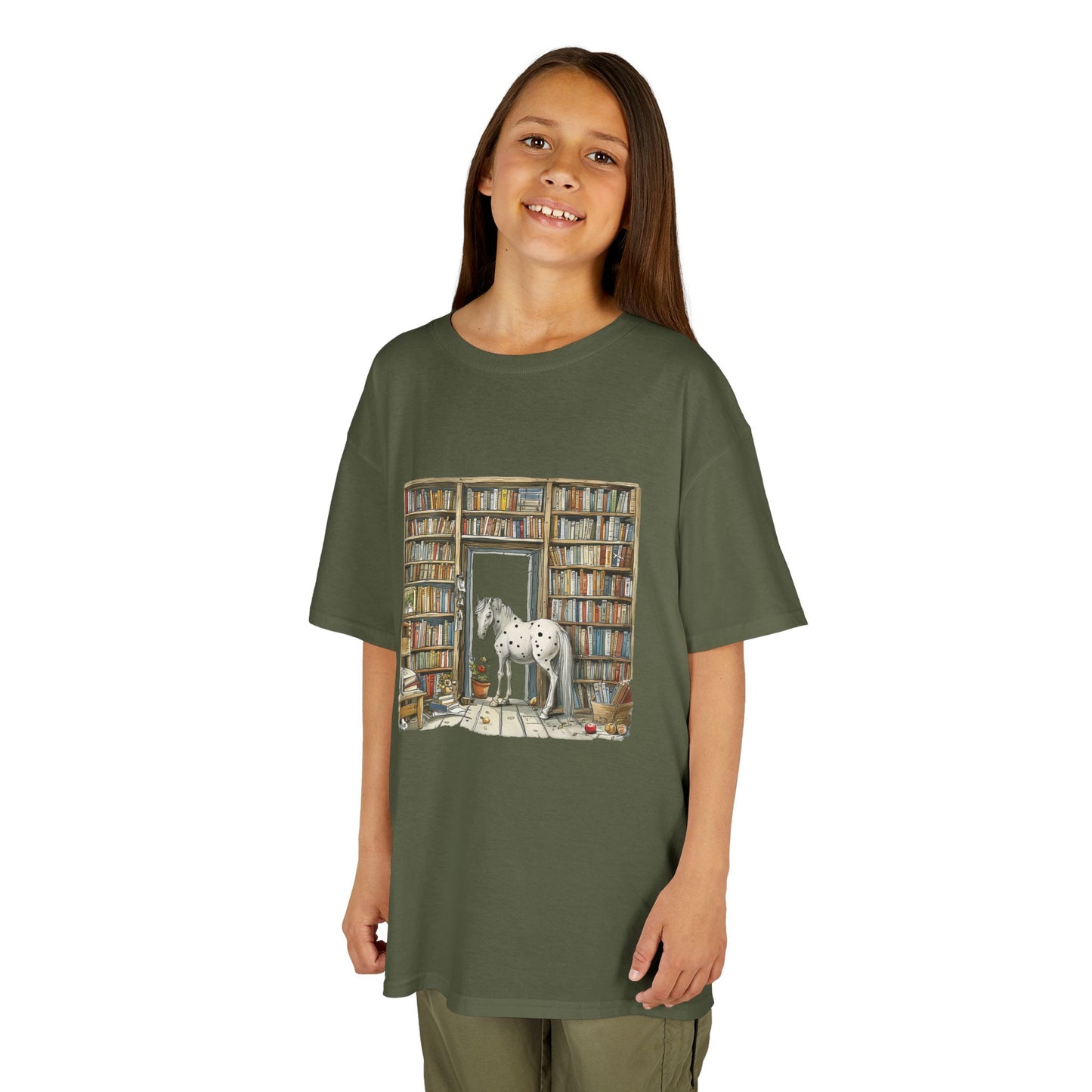 Horse in a Library - Kids T-shirt
