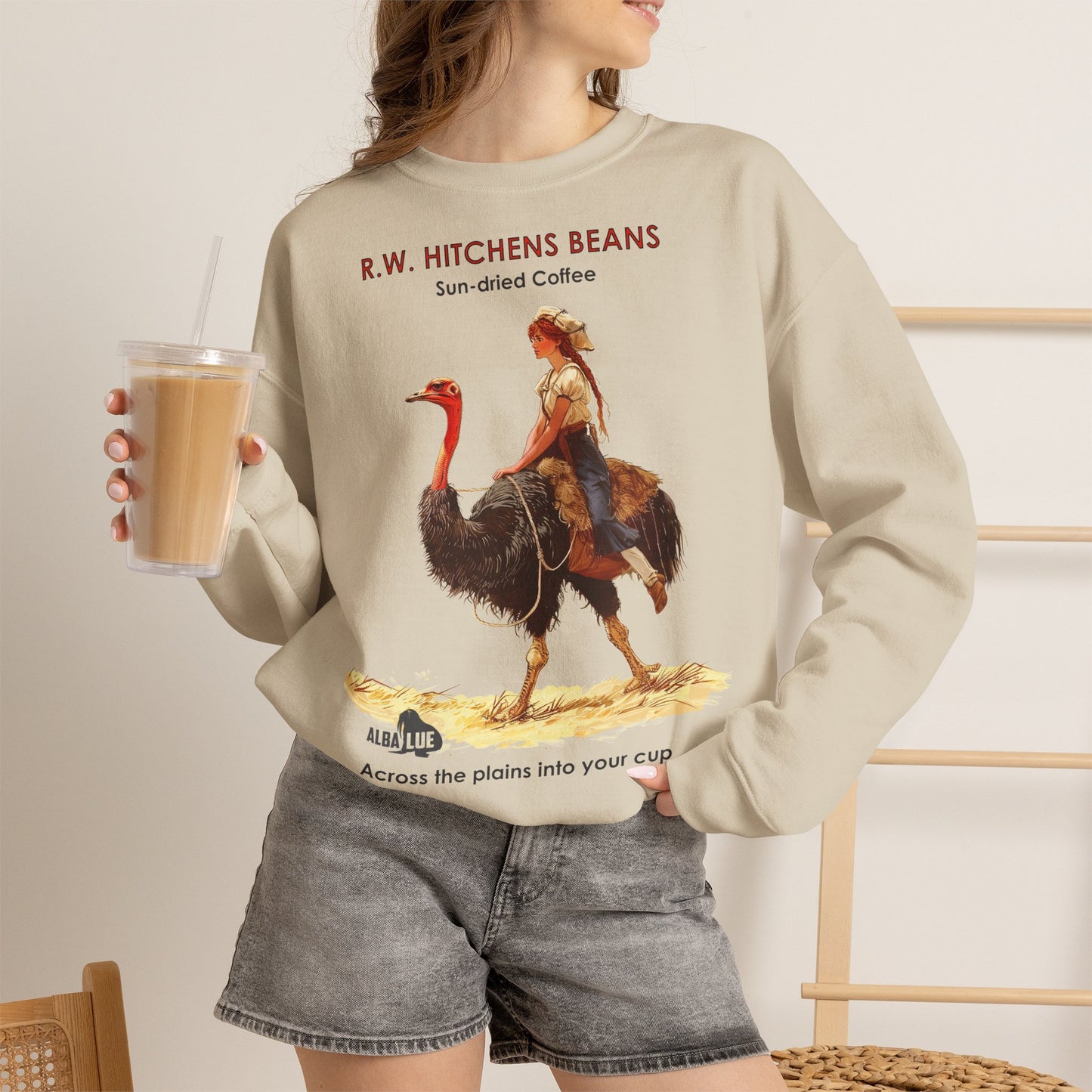 Vintage Ostrich Coffee Ad - Crewneck Sweatshirt
