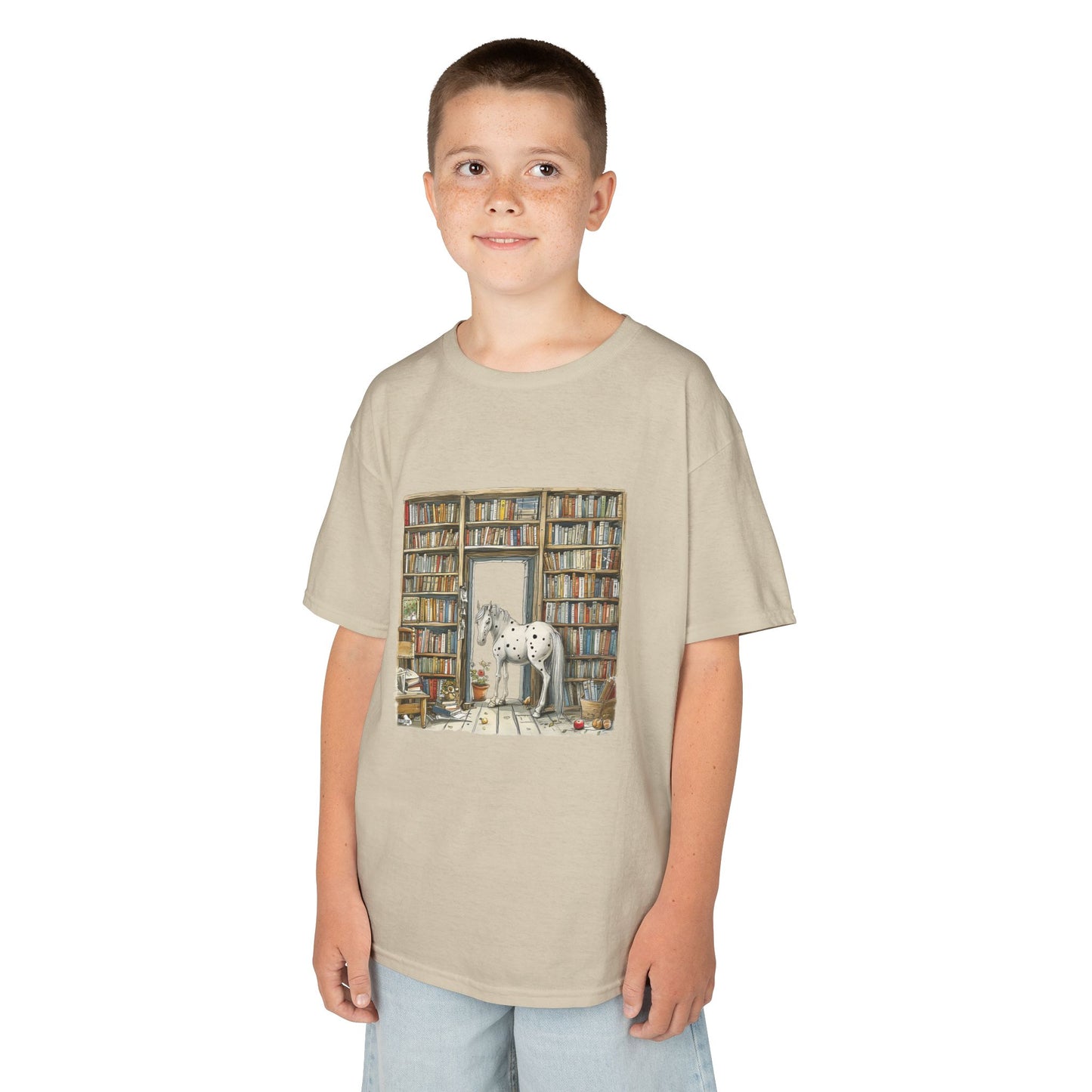 Horse in a Library - Kids T-shirt