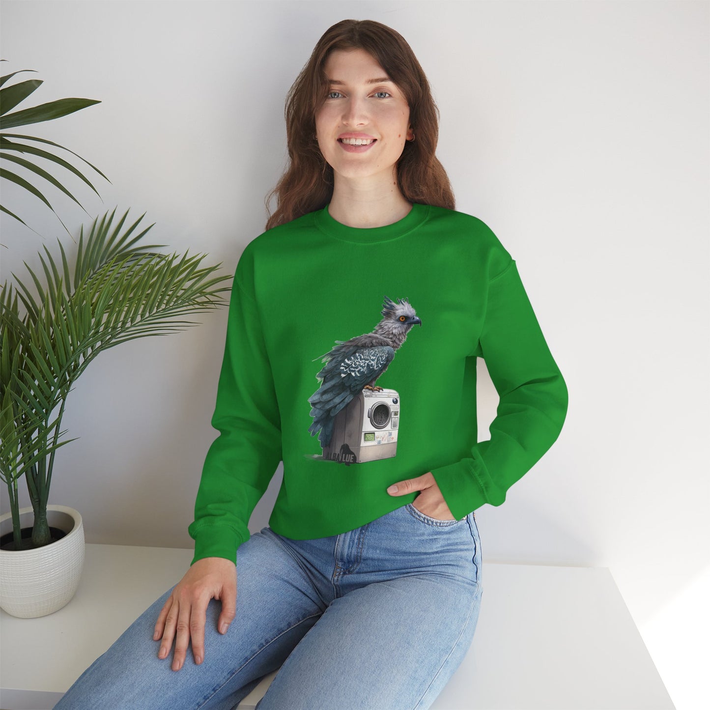 Harpy Eagle Sitting on a Washing Machine  - Crewneck Sweatshirt