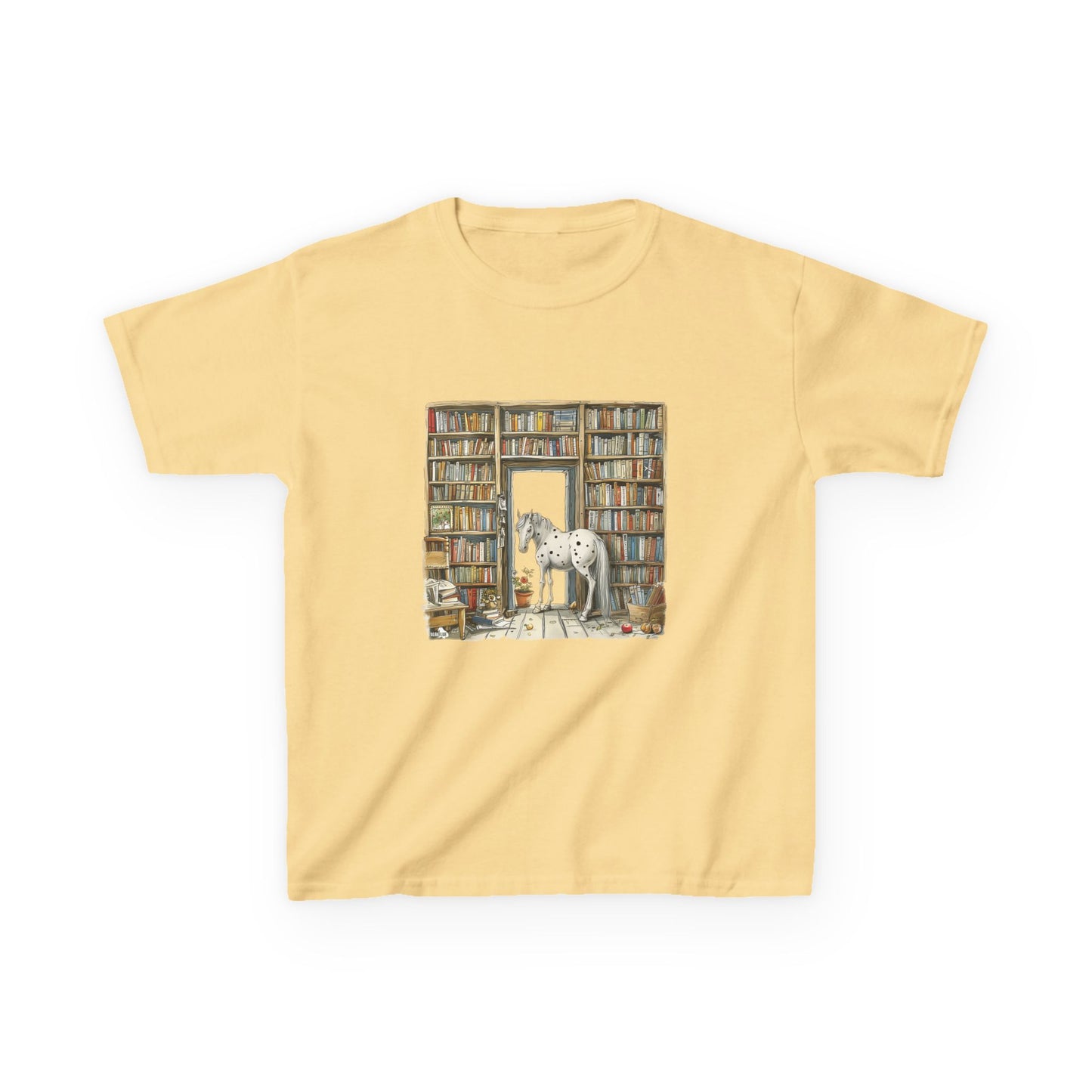 Horse in a Library - Kids T-shirt