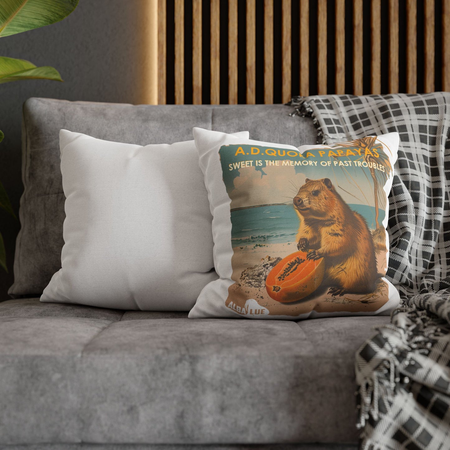 Retro A.D. Quokka Papayas - Pillowcase
