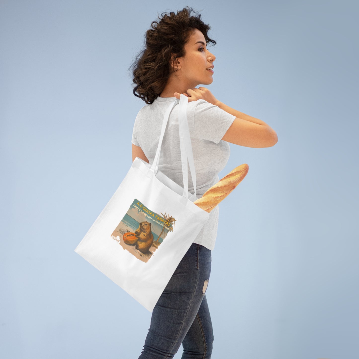 Quokka Beach Vintage Tote Bag – Retro Surfing A.D. Quokka Print