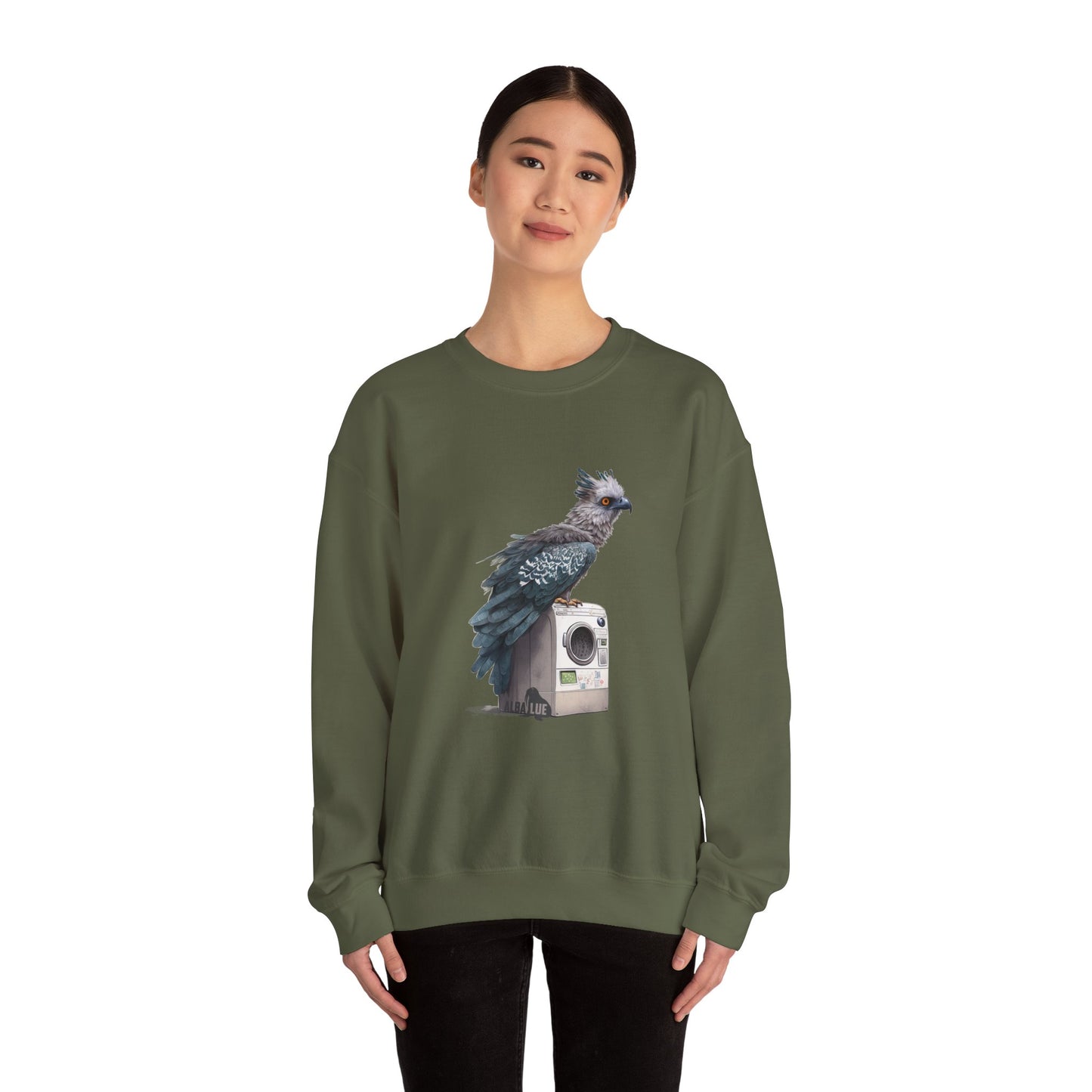 Harpy Eagle Sitting on a Washing Machine  - Crewneck Sweatshirt