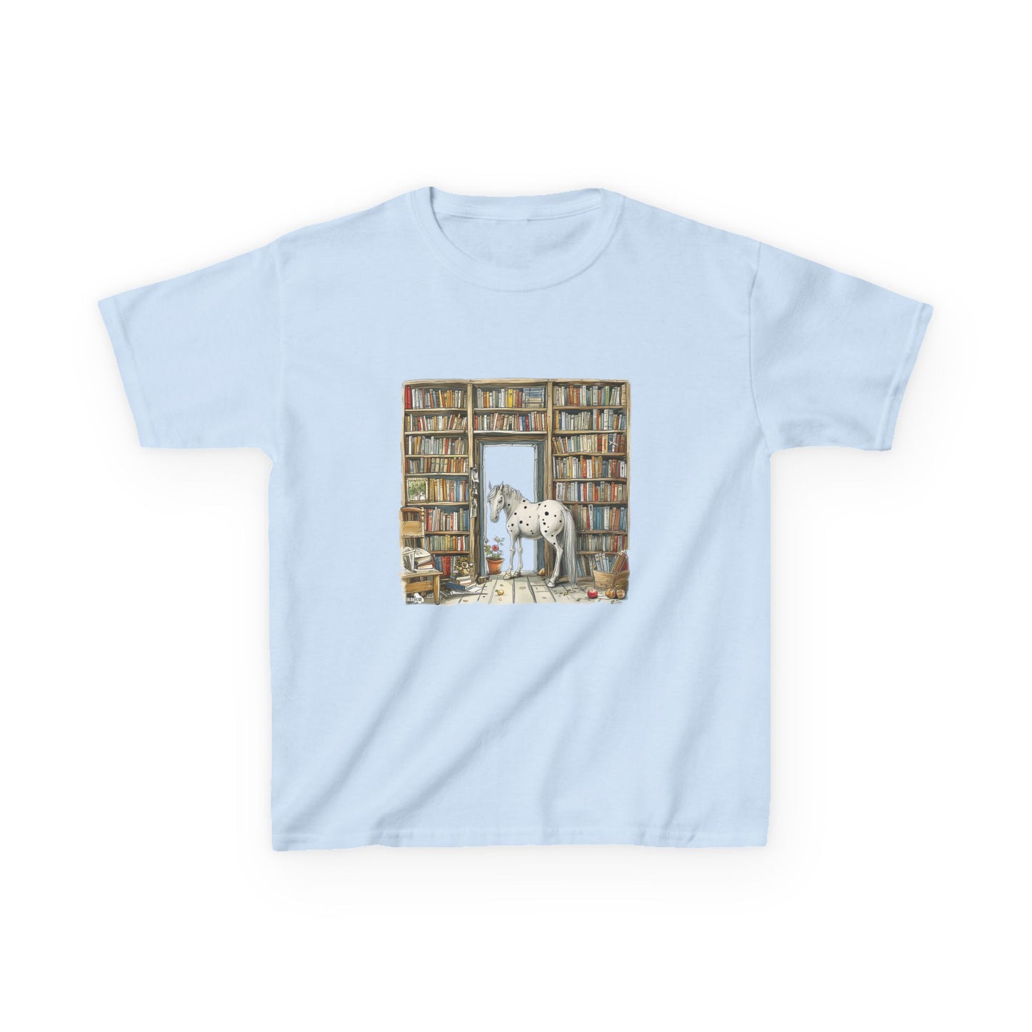 Horse in a Library - Kids T-shirt