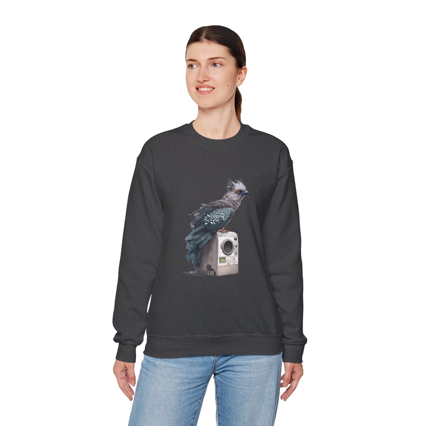 Harpy Eagle Sitting on a Washing Machine  - Crewneck Sweatshirt