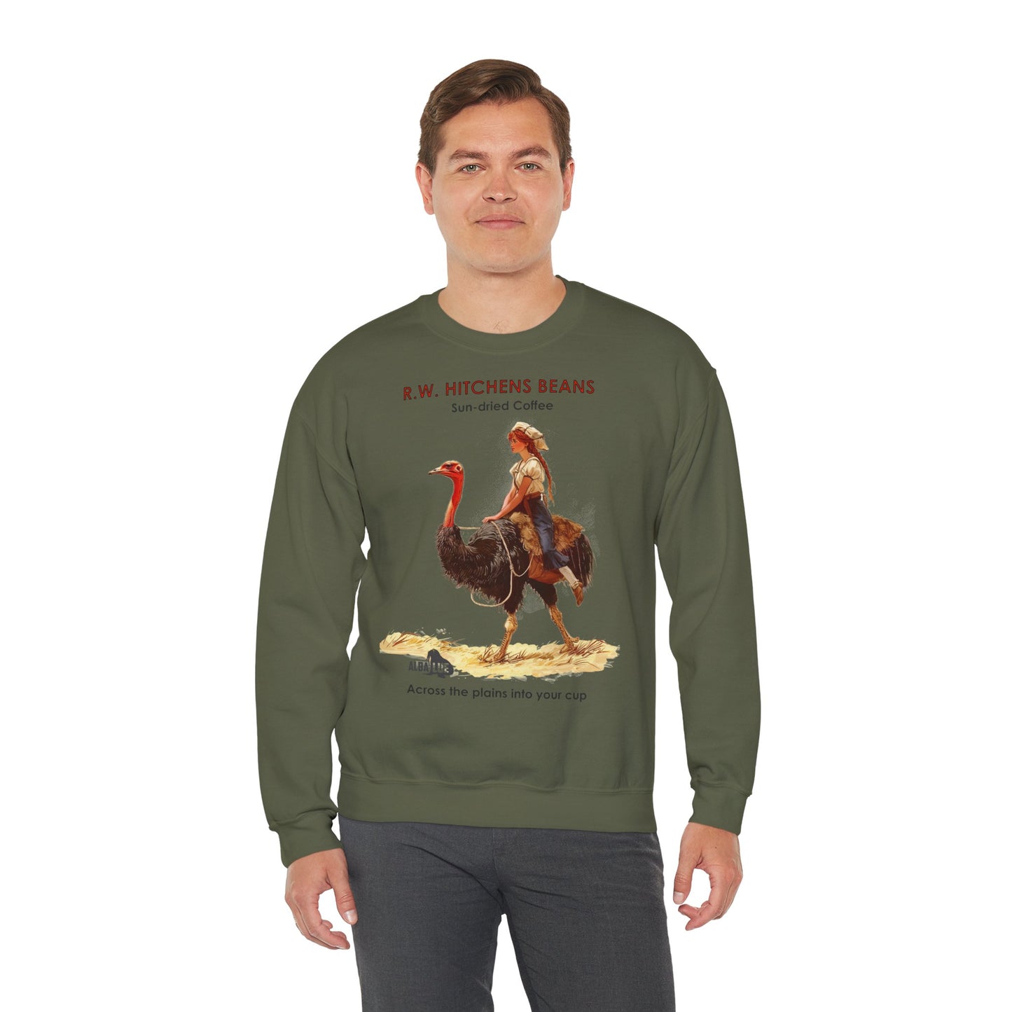 Vintage Ostrich Coffee Ad - Crewneck Sweatshirt