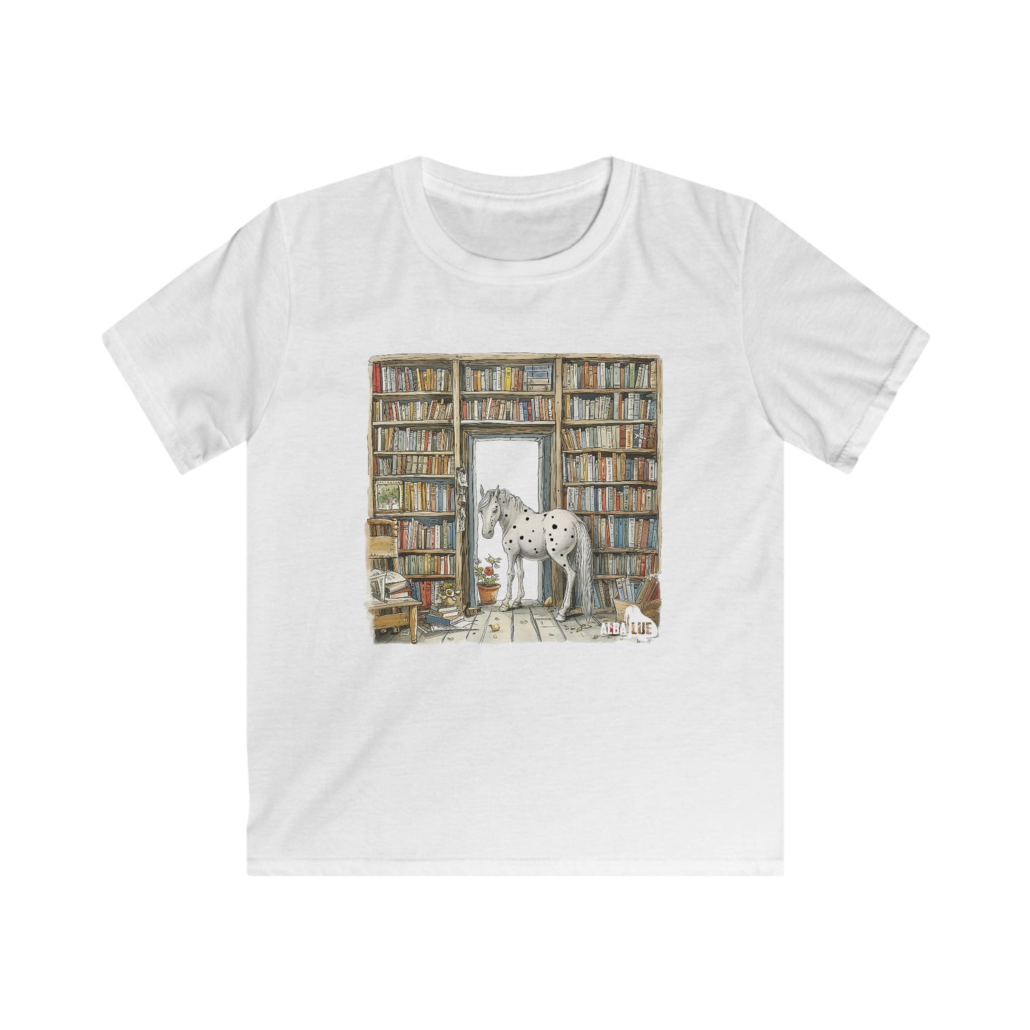 Horse in a Library - kids T-shirt