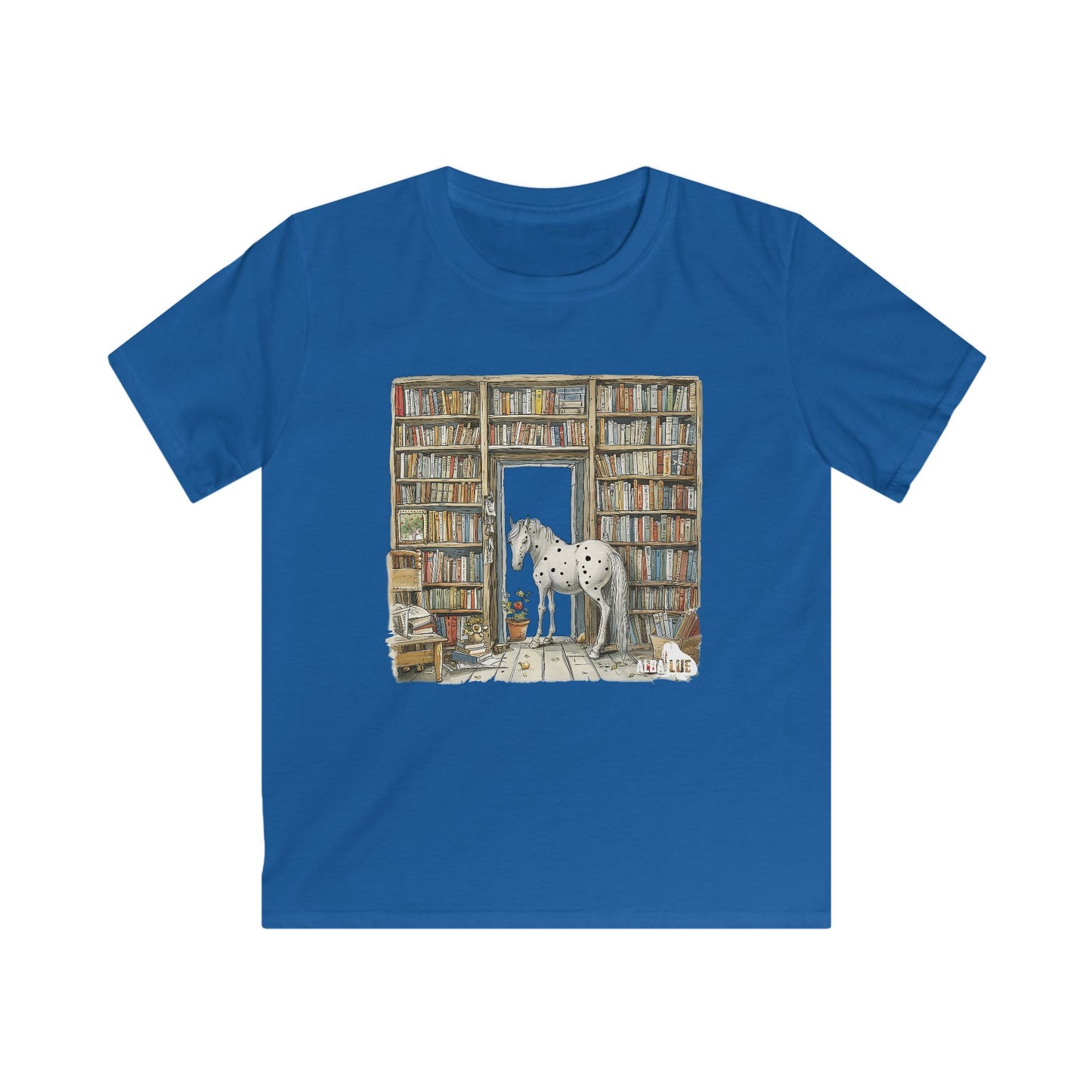 Horse in a Library - kids T-shirt