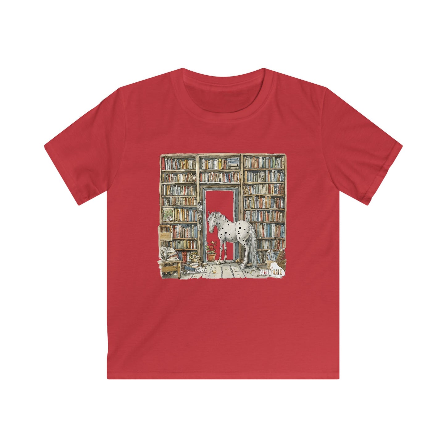 Horse in a Library - kids T-shirt