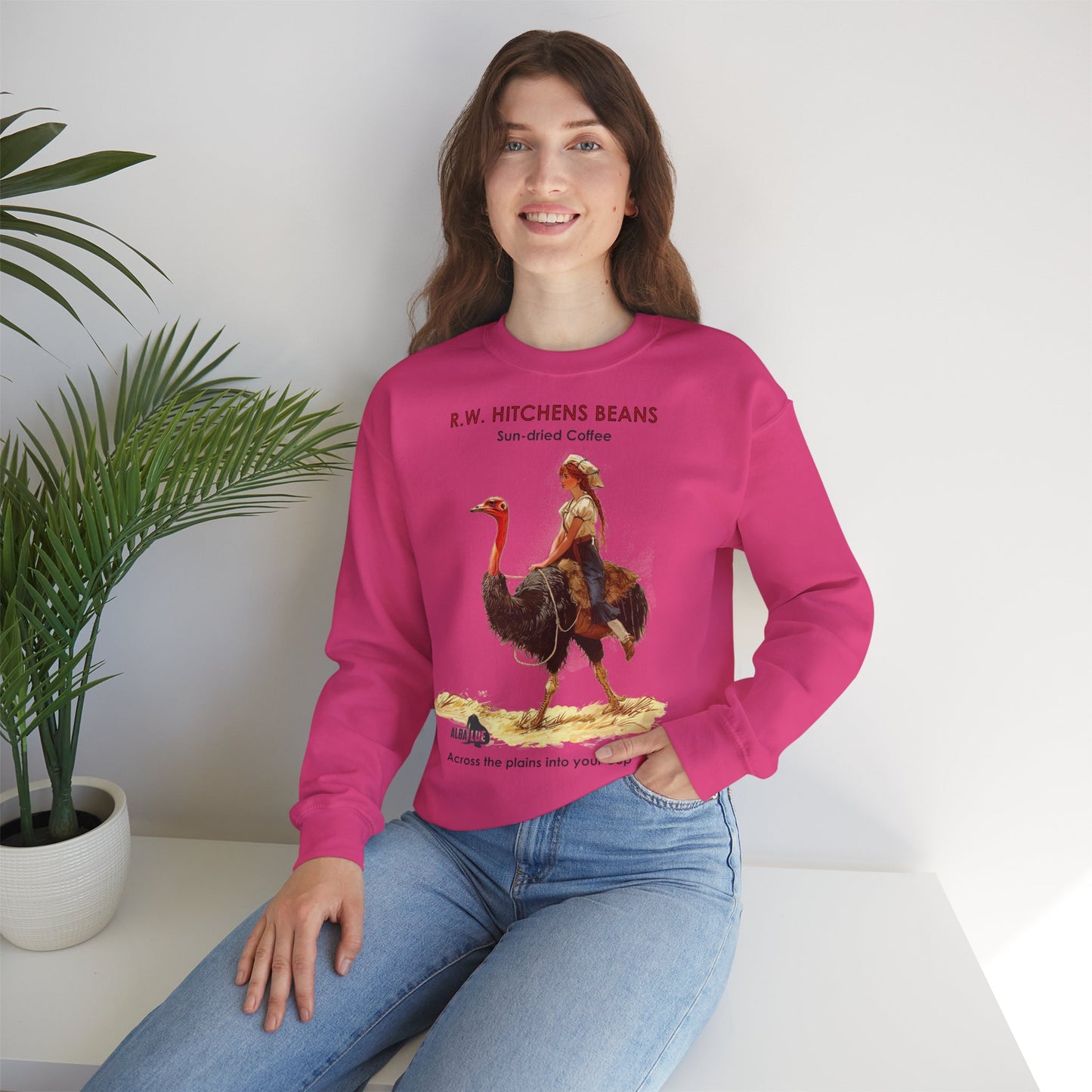 Vintage Ostrich Coffee Ad - Crewneck Sweatshirt