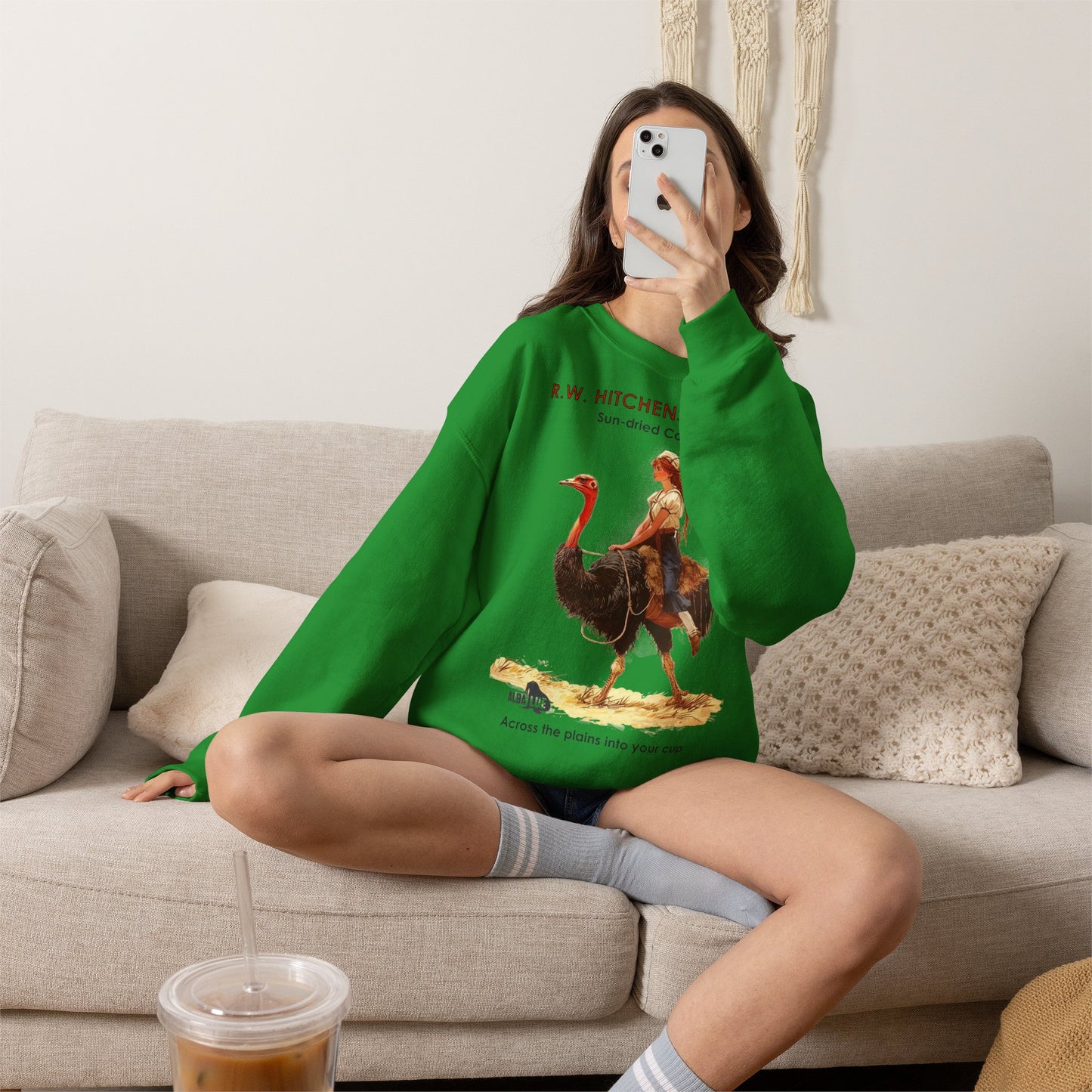 Vintage Ostrich Coffee Ad - Crewneck Sweatshirt