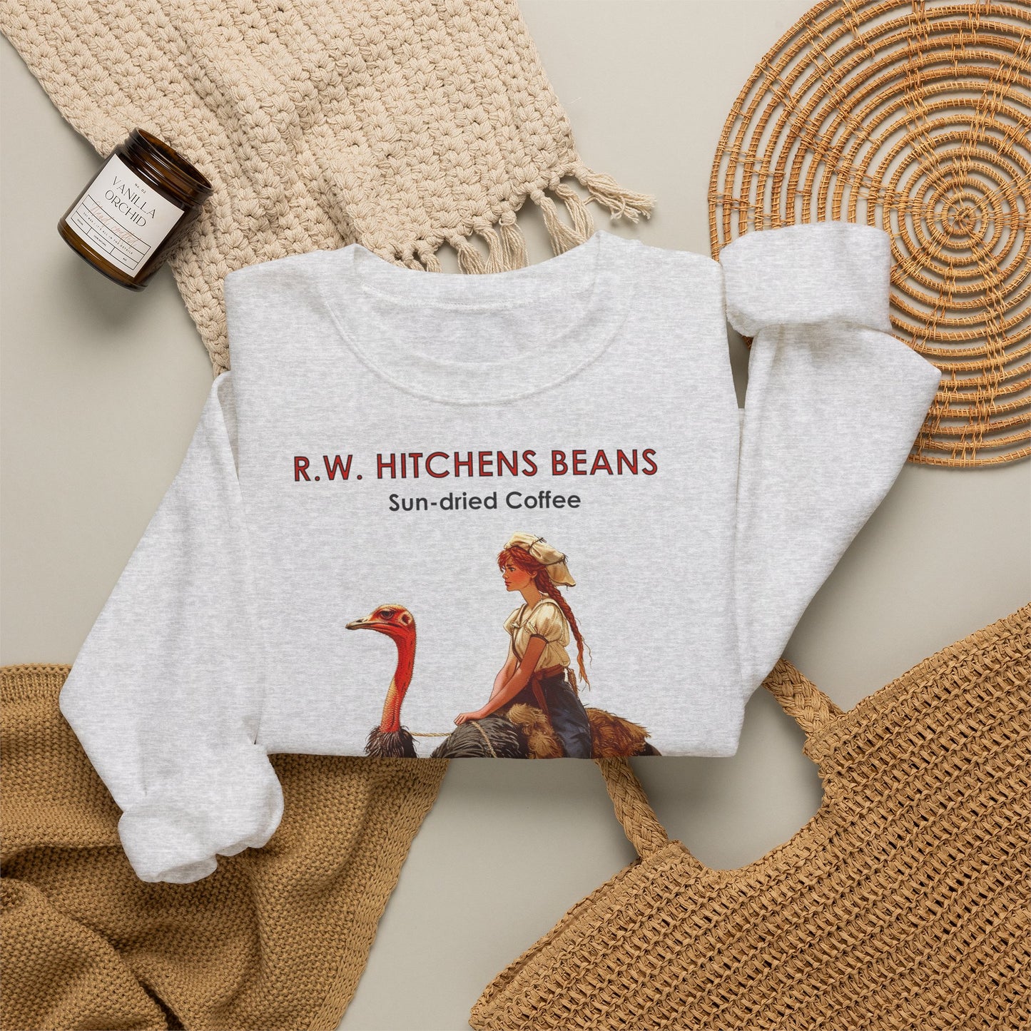 Vintage Ostrich Coffee Ad - Crewneck Sweatshirt