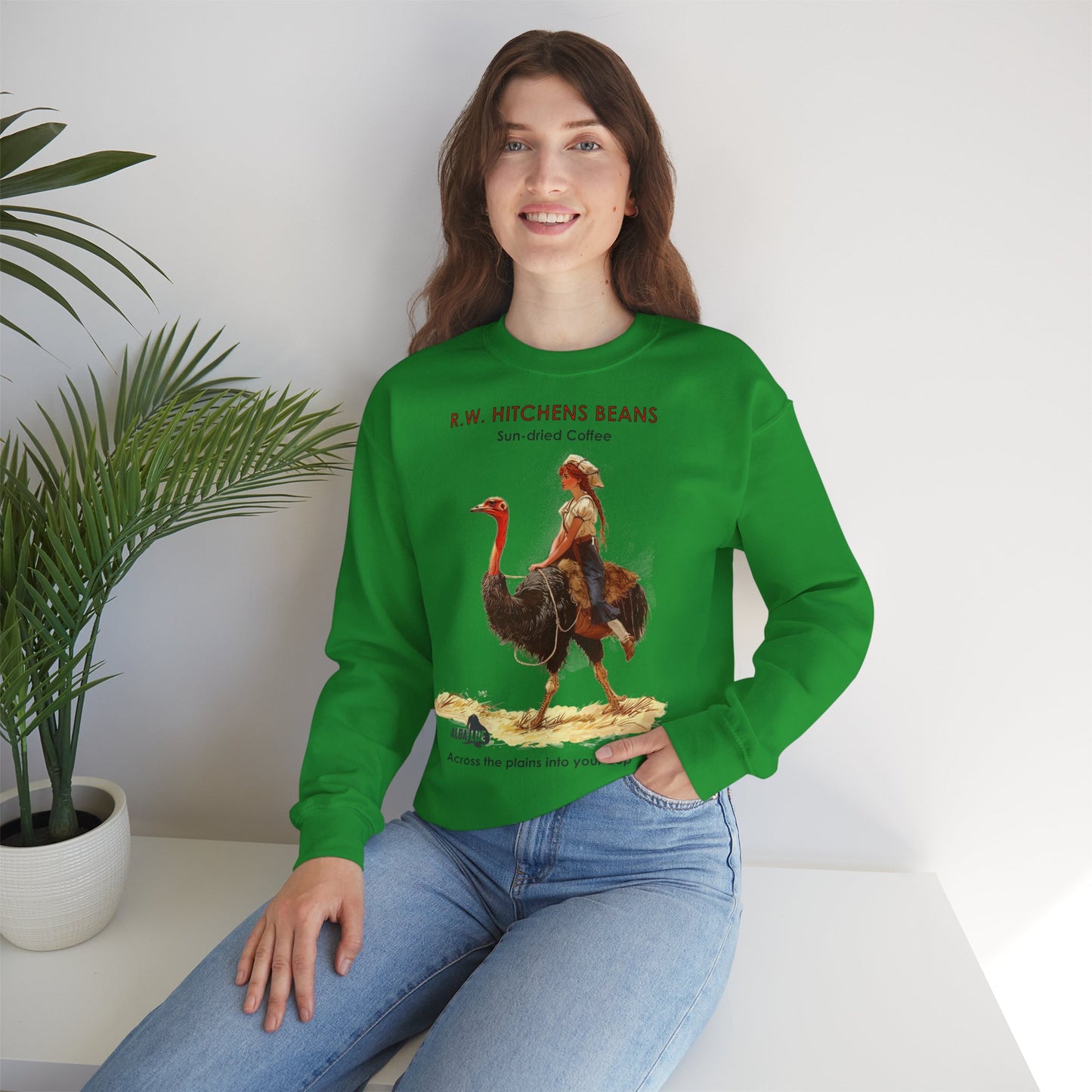 Vintage Ostrich Coffee Ad - Crewneck Sweatshirt