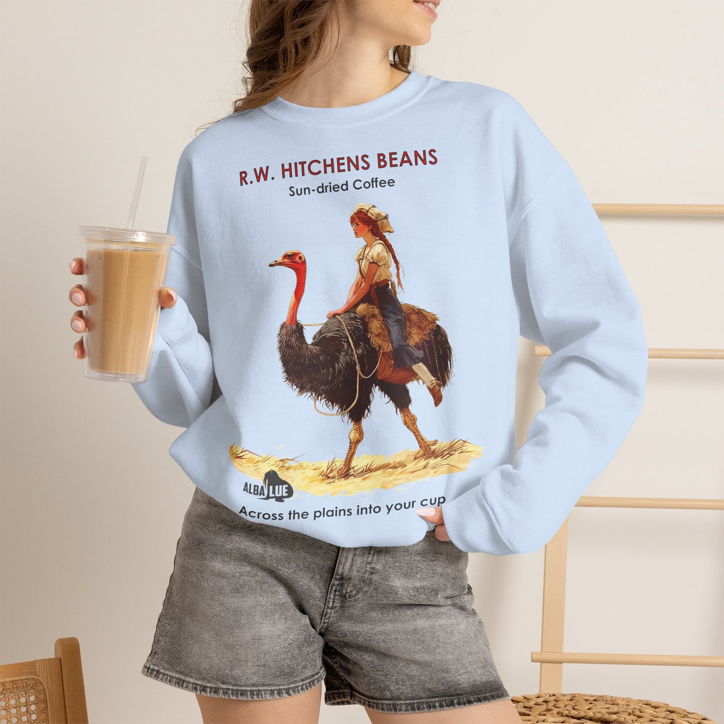 Vintage Ostrich Coffee Ad - Crewneck Sweatshirt