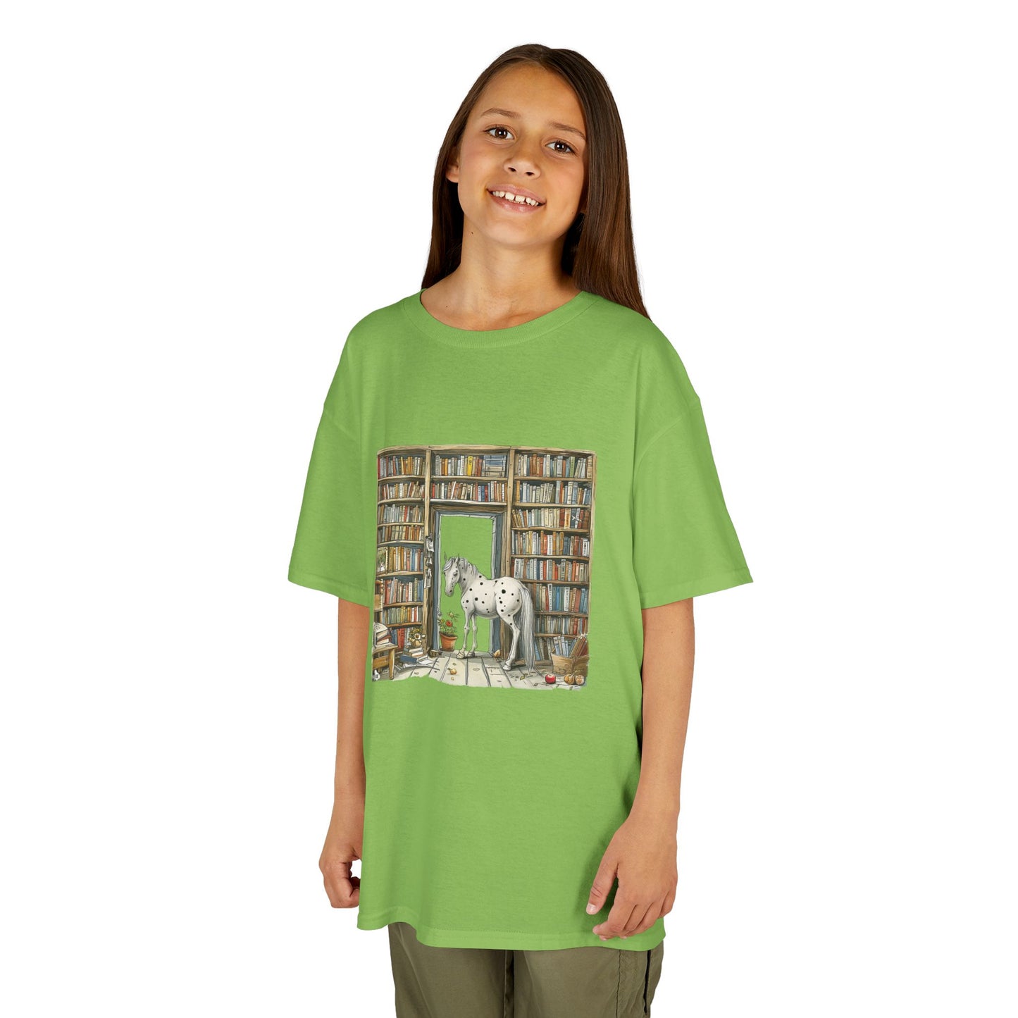 Horse in a Library - Kids T-shirt