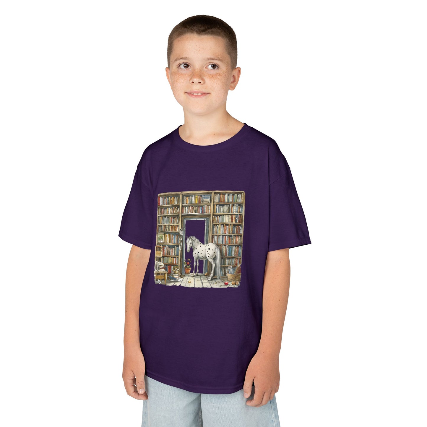 Horse in a Library - Kids T-shirt