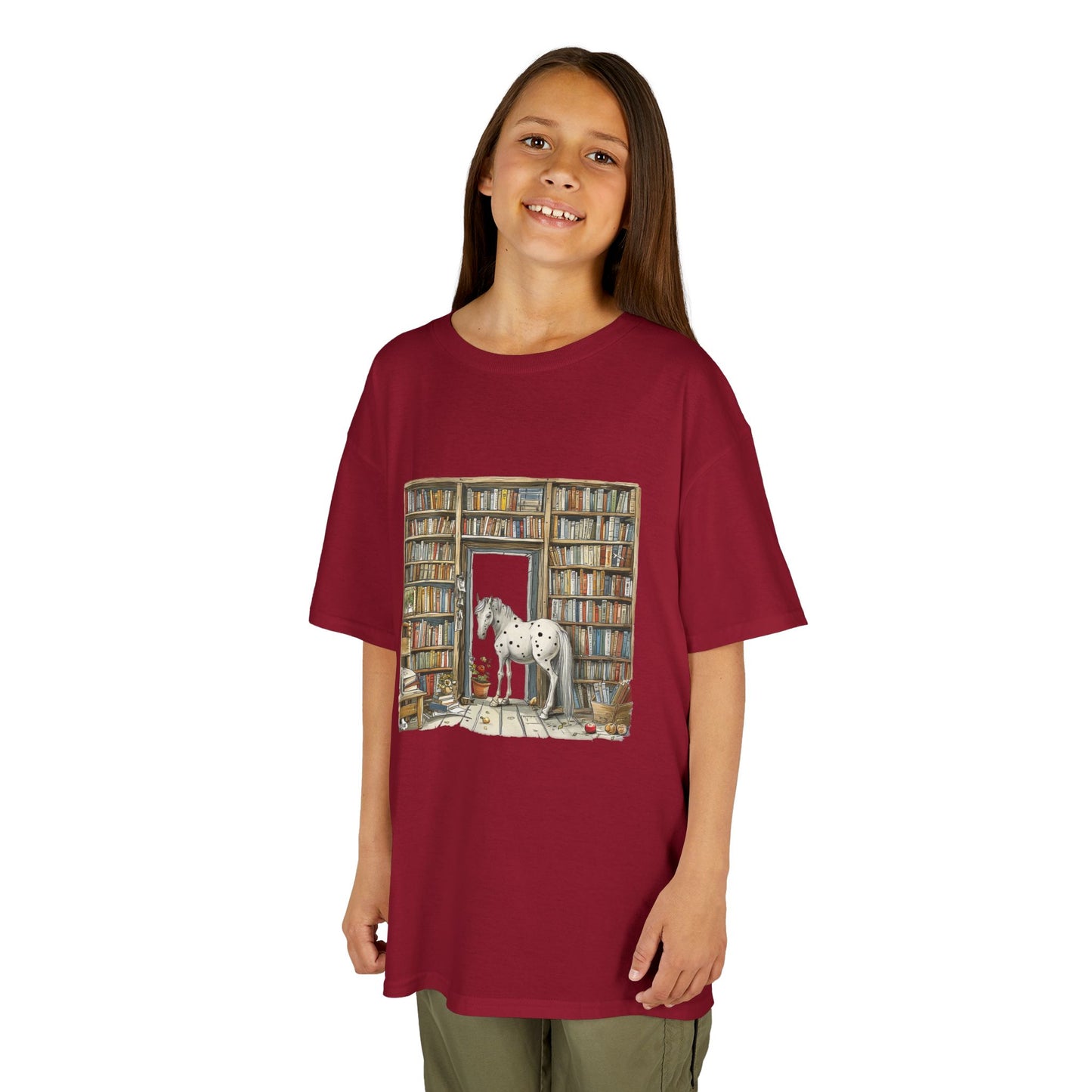 Horse in a Library - Kids T-shirt