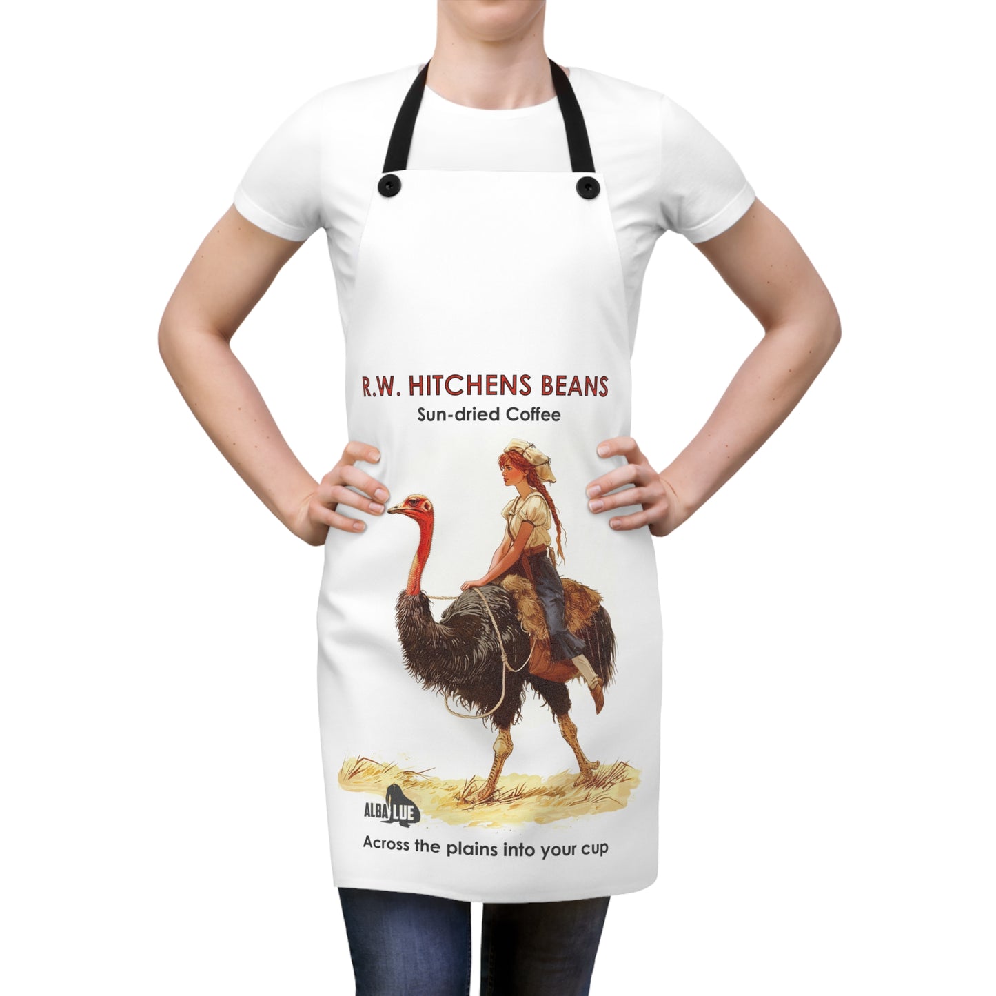 Vintage Coffee Label Apron — R.W. Hitchens Beans Sun-Dried Coffee Design