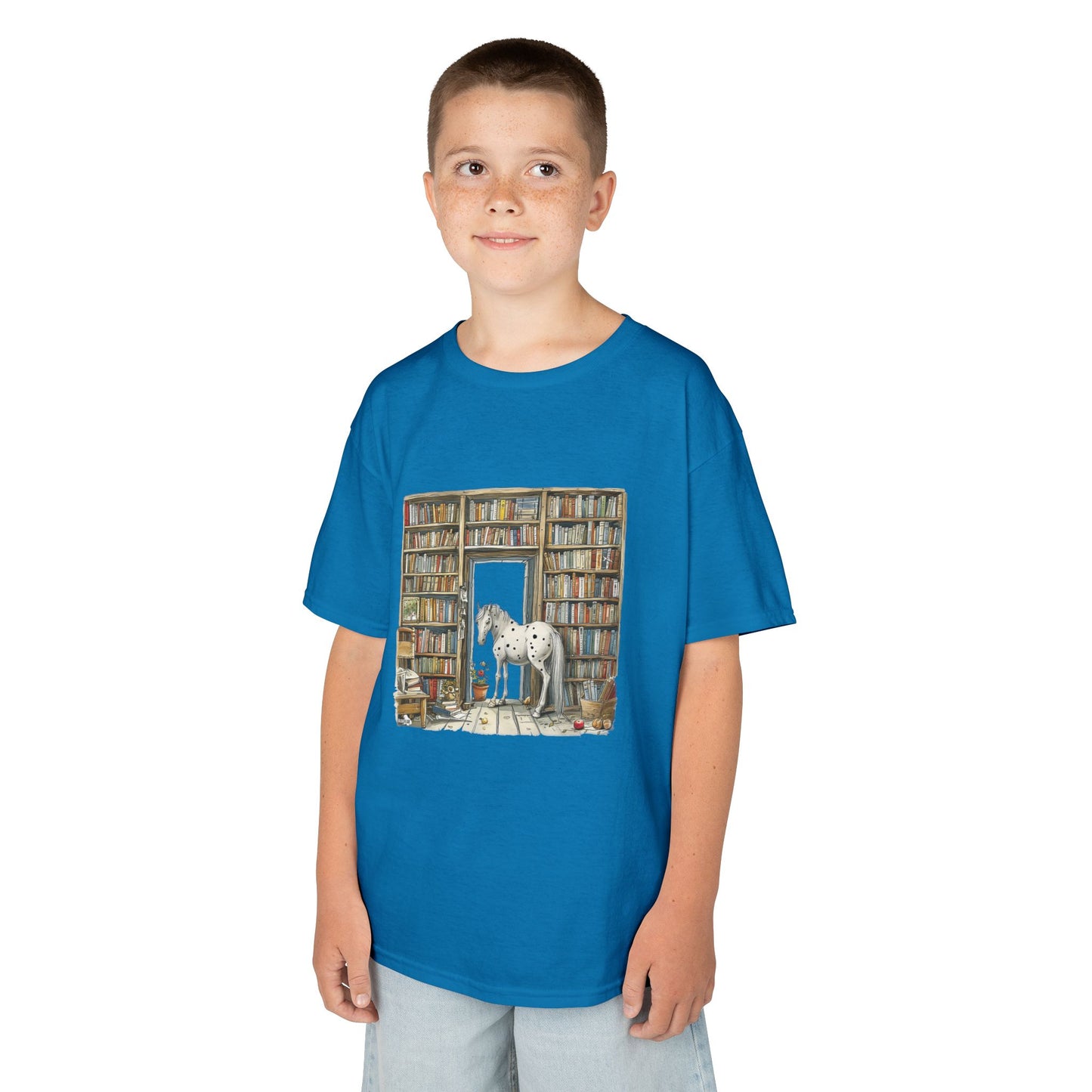 Horse in a Library - Kids T-shirt
