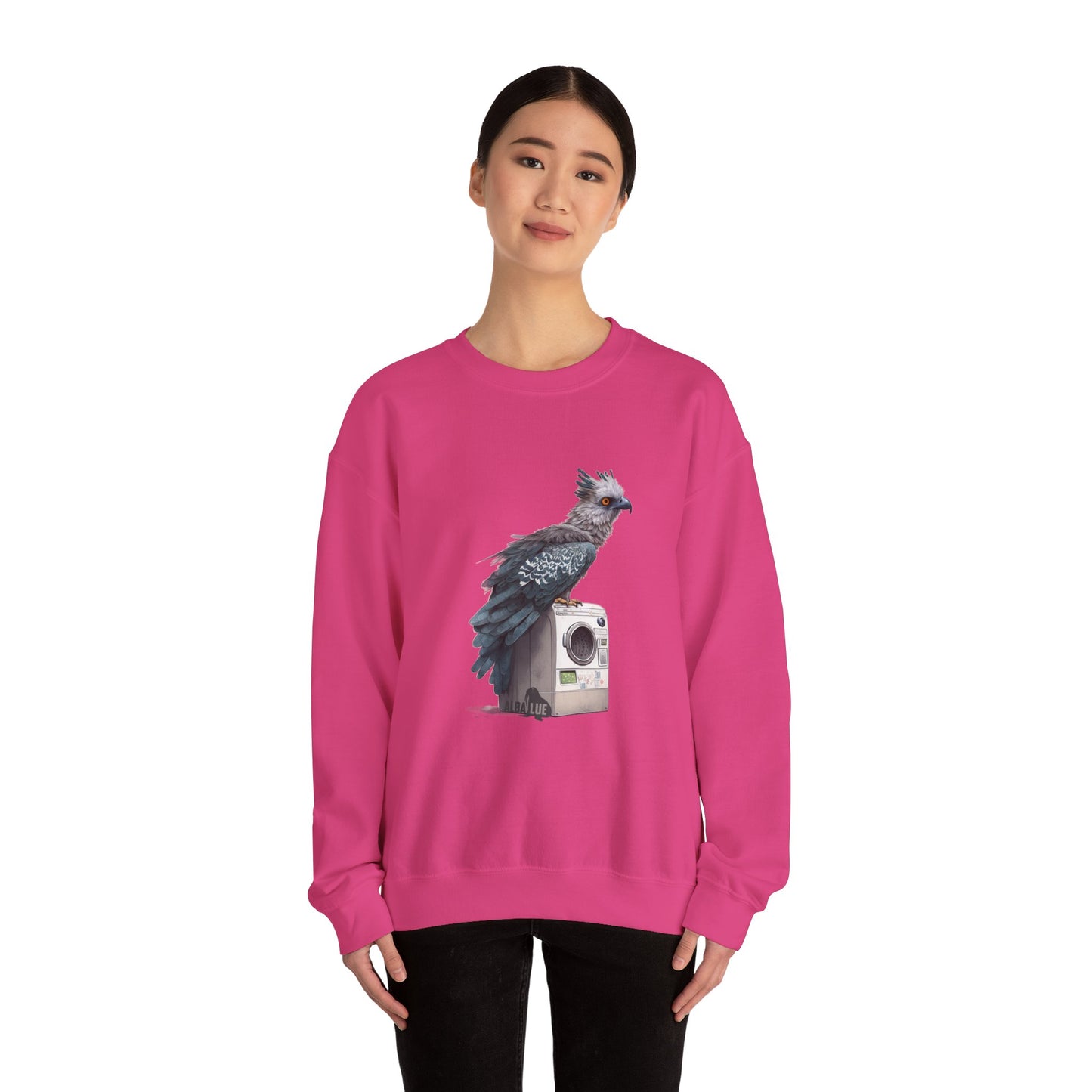 Harpy Eagle Sitting on a Washing Machine  - Crewneck Sweatshirt