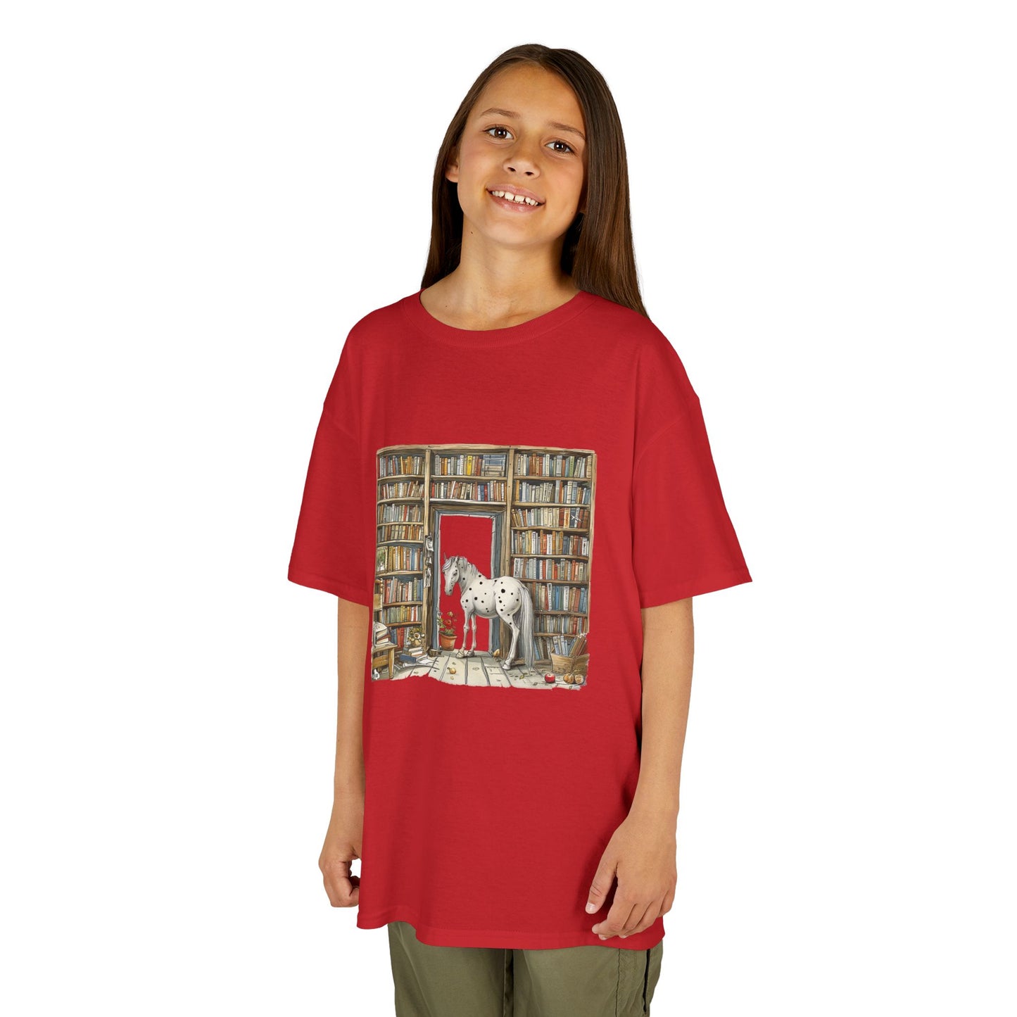 Horse in a Library - Kids T-shirt