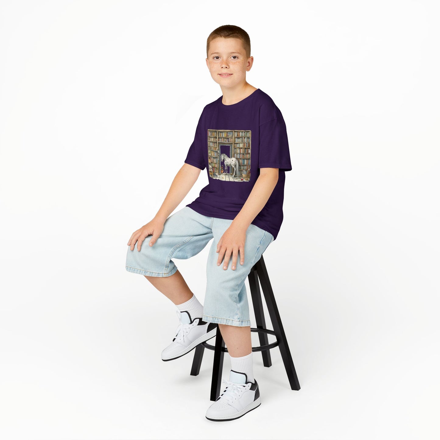Horse in a Library - Kids T-shirt