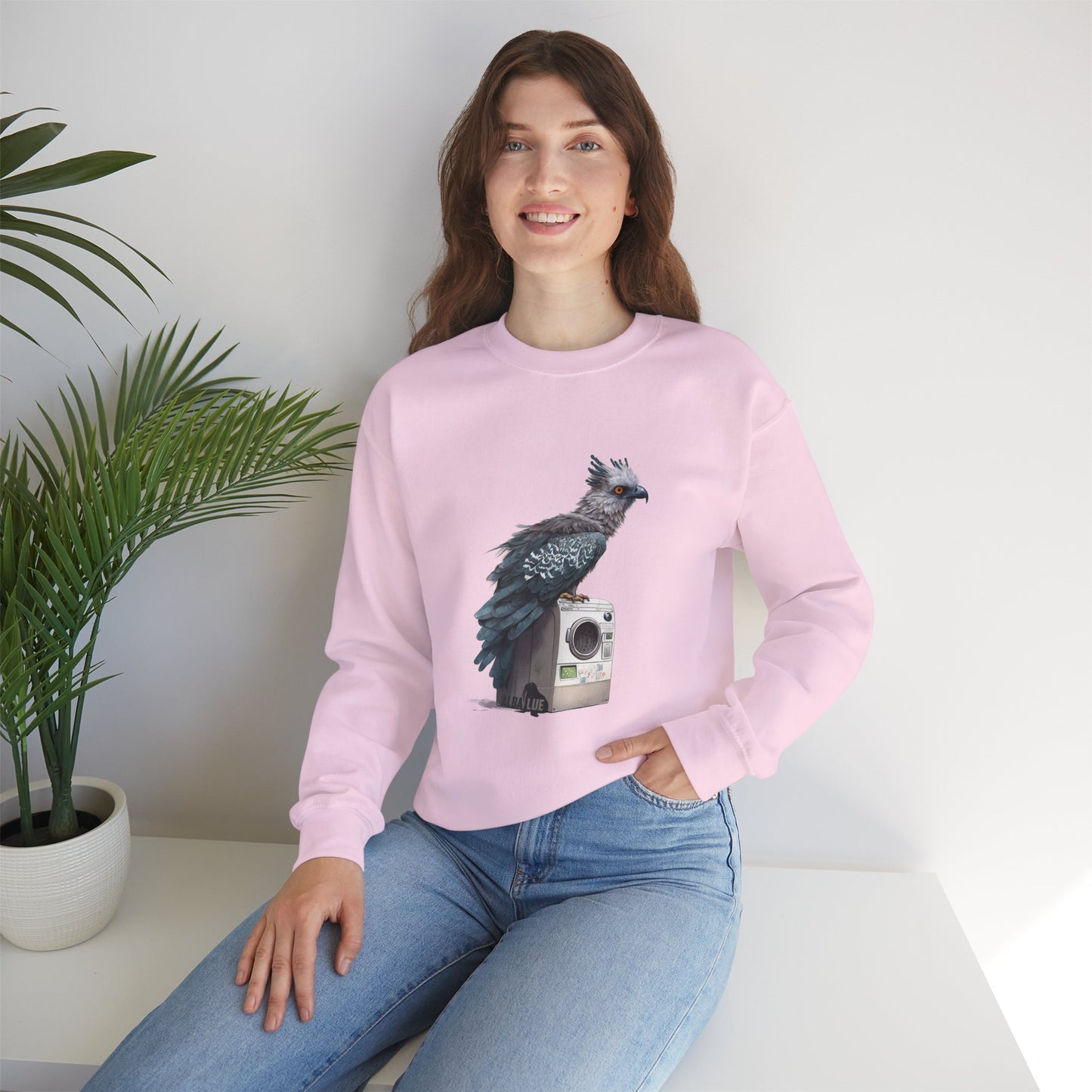 Harpy Eagle Sitting on a Washing Machine  - Crewneck Sweatshirt