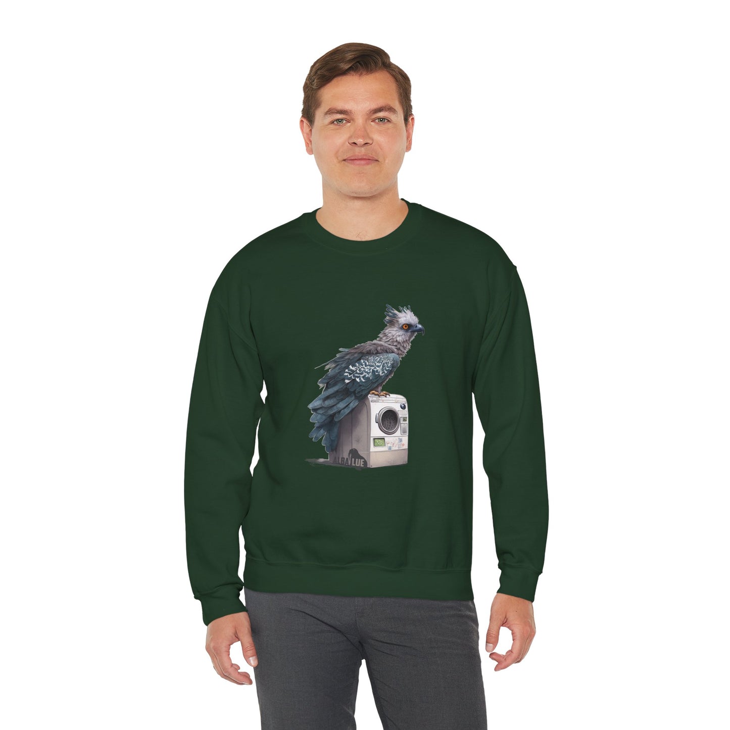 Harpy Eagle Sitting on a Washing Machine  - Crewneck Sweatshirt