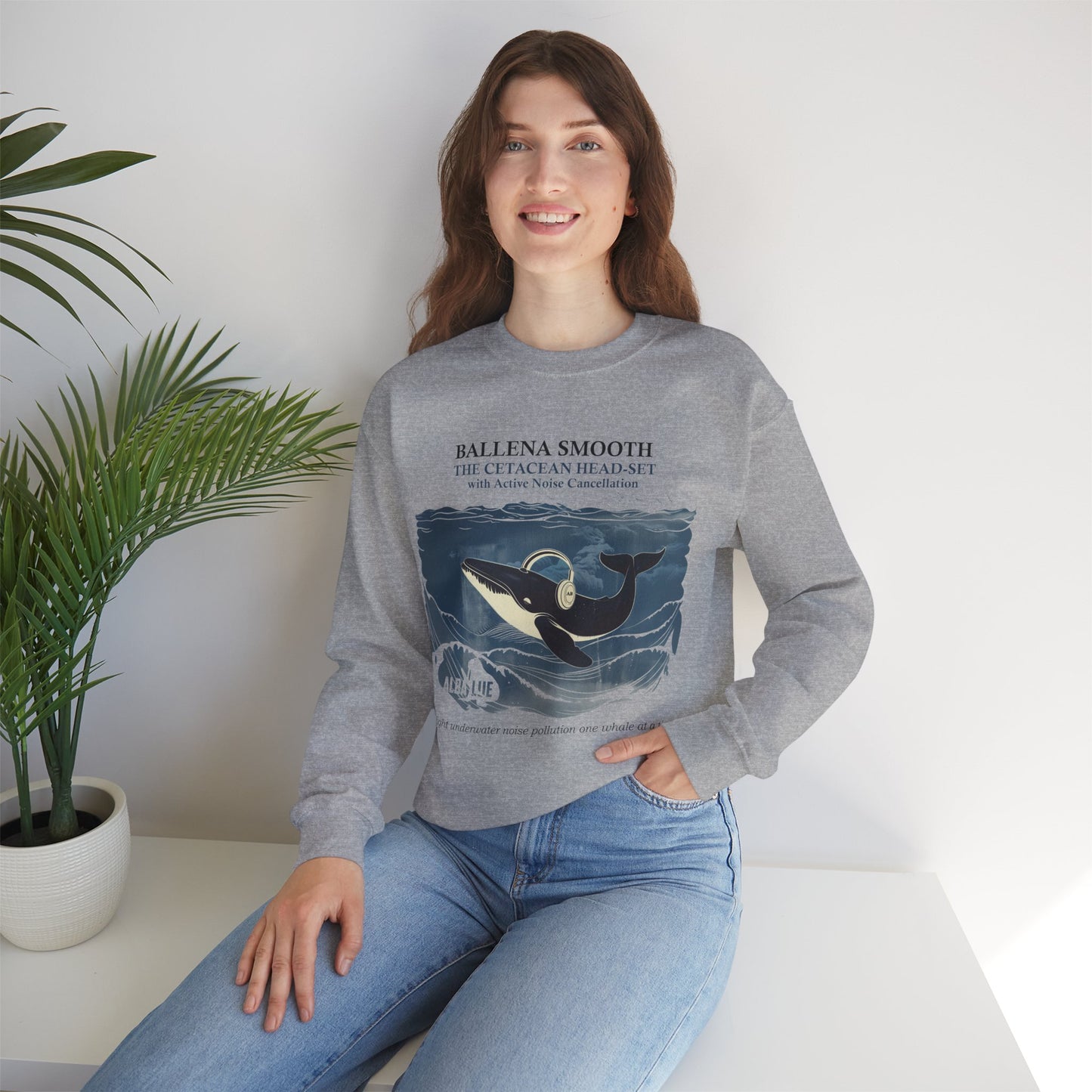 Whale Headphone - Crewneck Sweatshirt