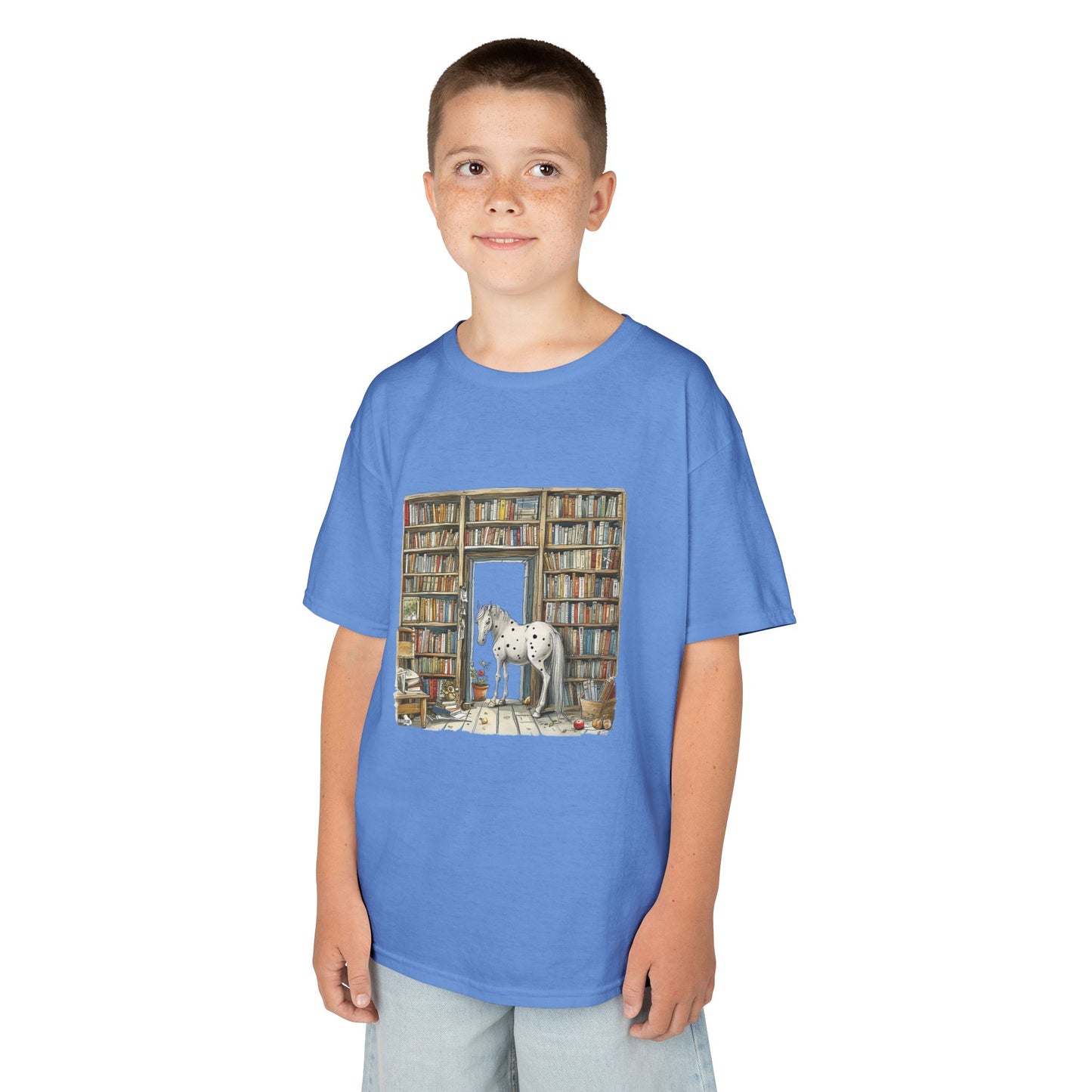 Horse in a Library - Kids T-shirt