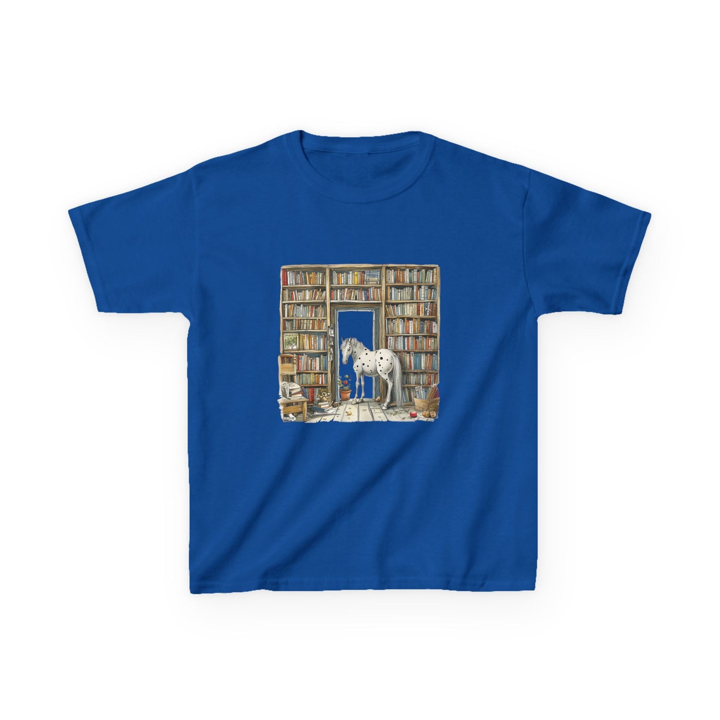 Horse in a Library - Kids T-shirt