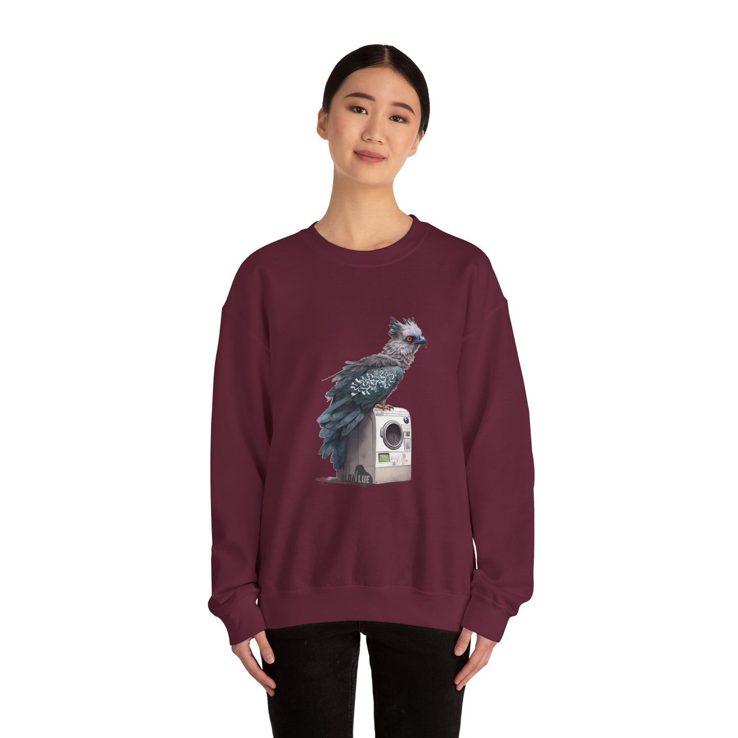 Harpy Eagle Sitting on a Washing Machine  - Crewneck Sweatshirt