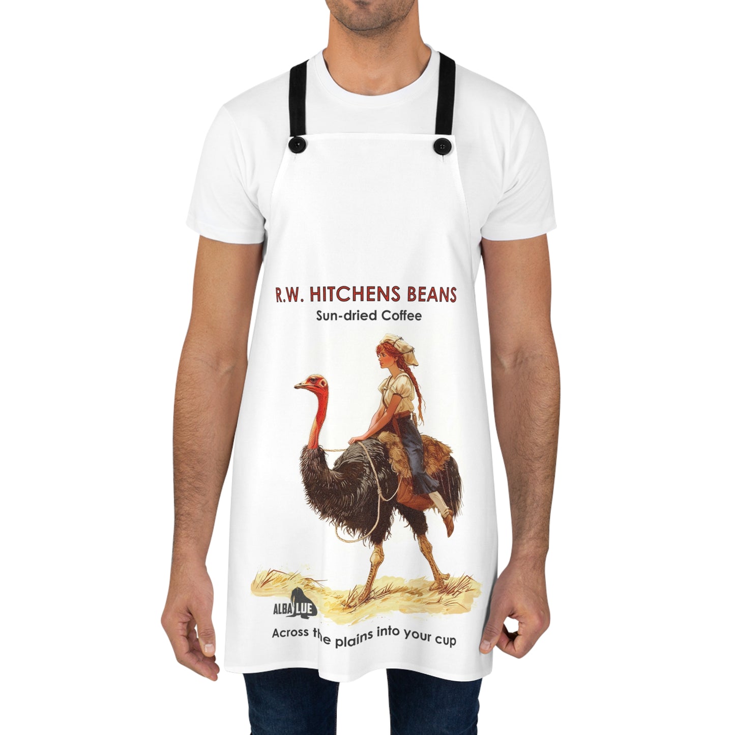 Vintage Coffee Label Apron — R.W. Hitchens Beans Sun-Dried Coffee Design