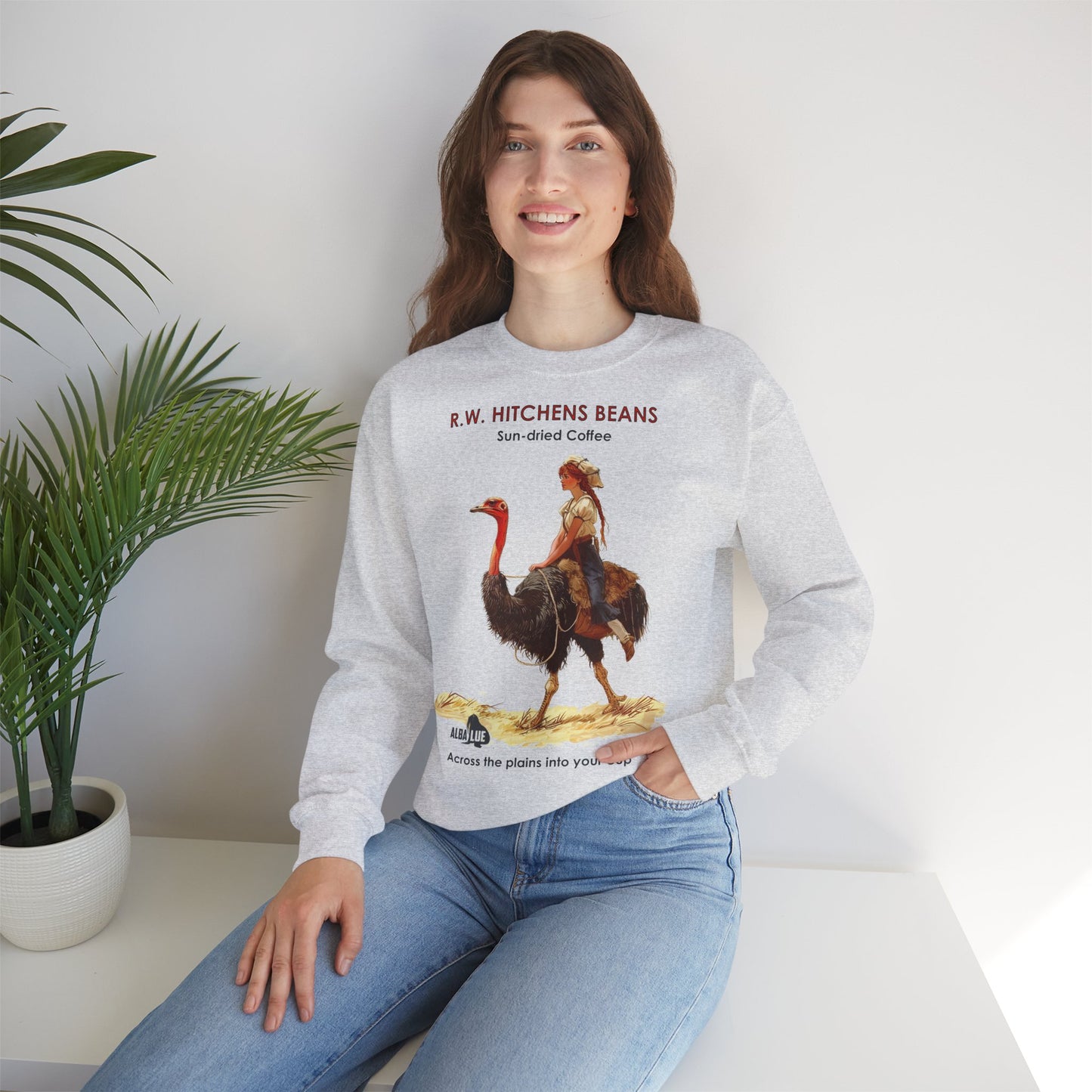 Vintage Ostrich Coffee Ad - Crewneck Sweatshirt
