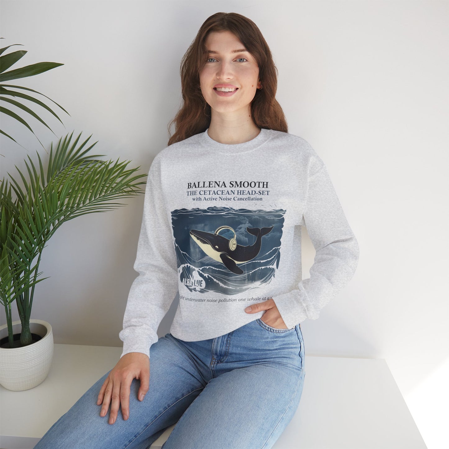 Whale Headphone - Crewneck Sweatshirt