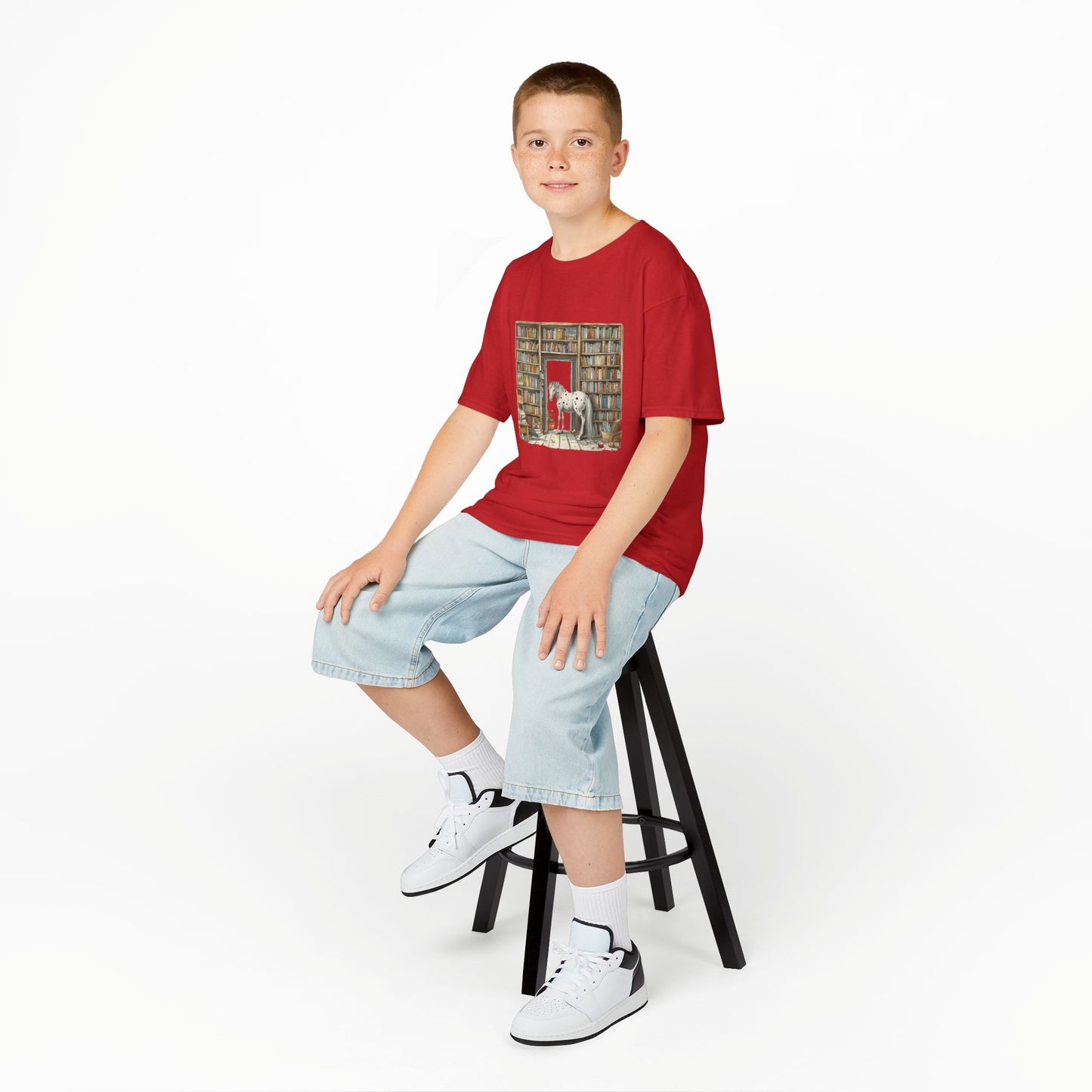 Horse in a Library - Kids T-shirt