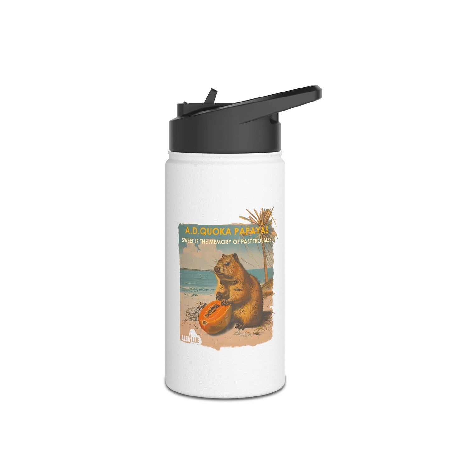 Retro A.D. Quokka Papayas - Stainless Steel Water Bottle