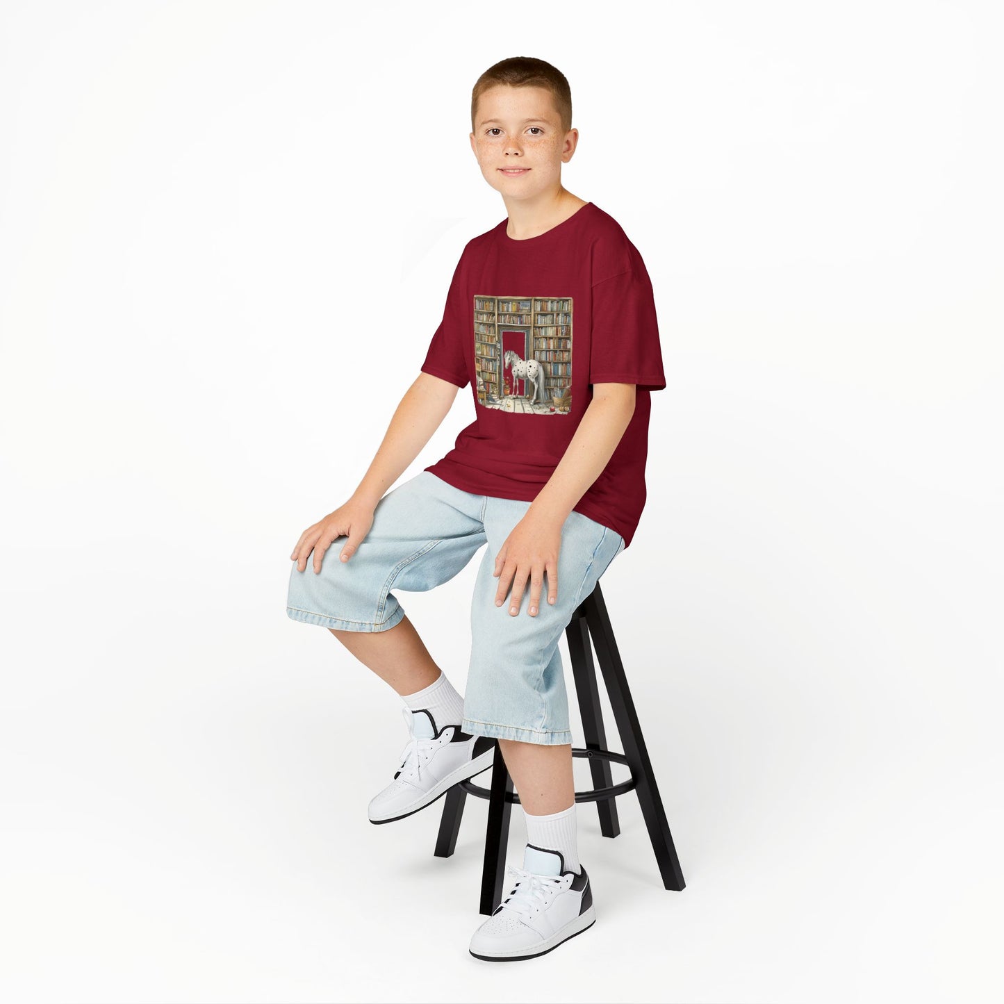 Horse in a Library - Kids T-shirt