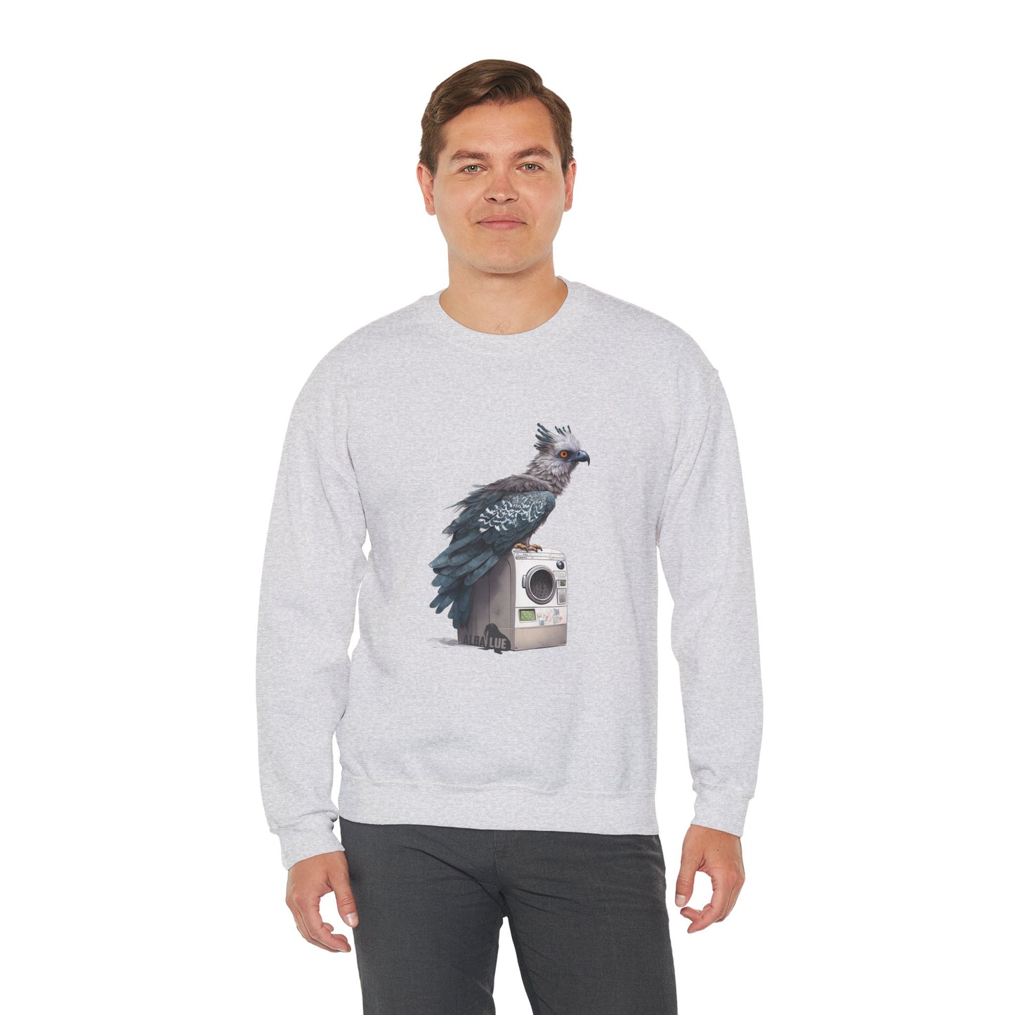 Harpy Eagle Sitting on a Washing Machine  - Crewneck Sweatshirt