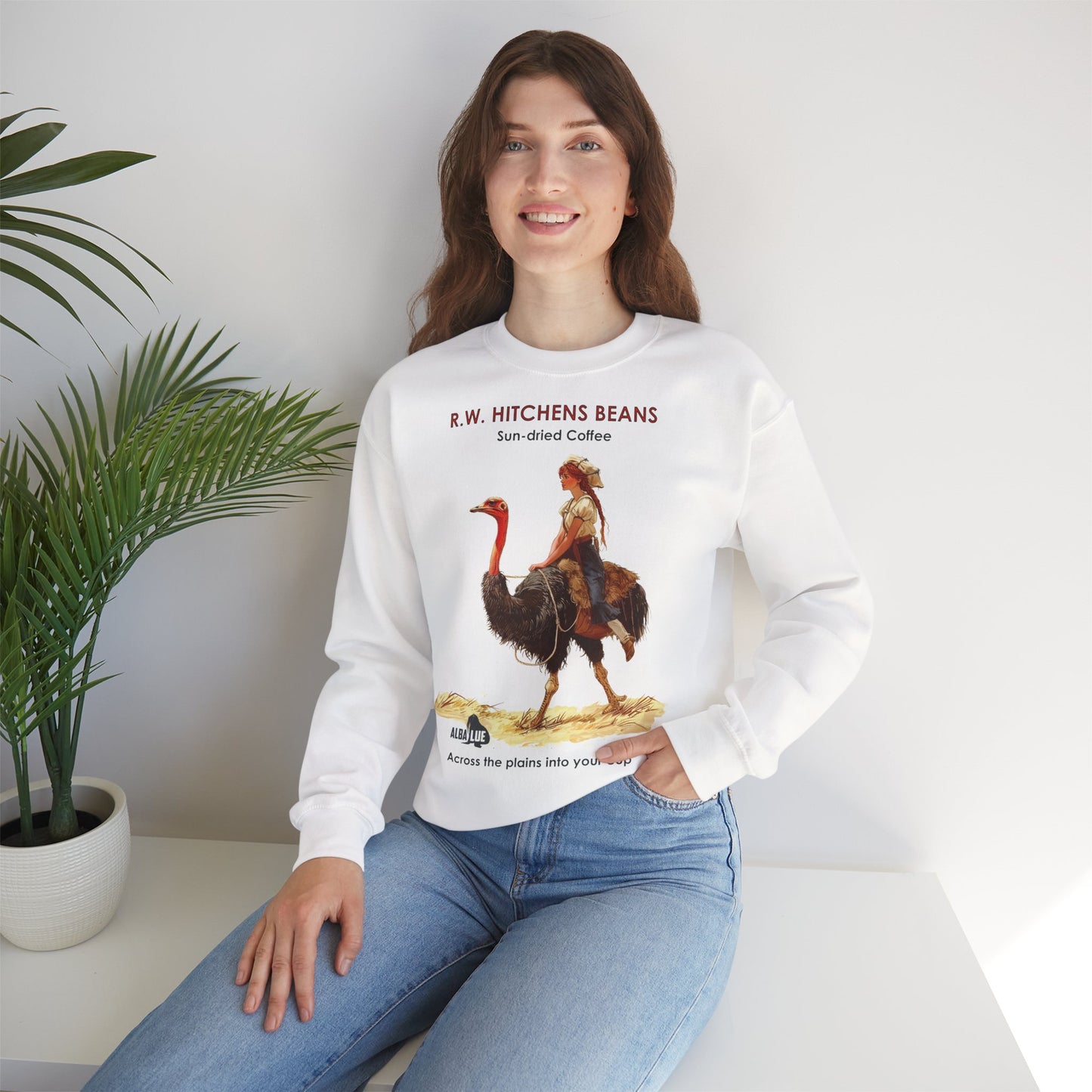 Vintage Ostrich Coffee Ad - Crewneck Sweatshirt