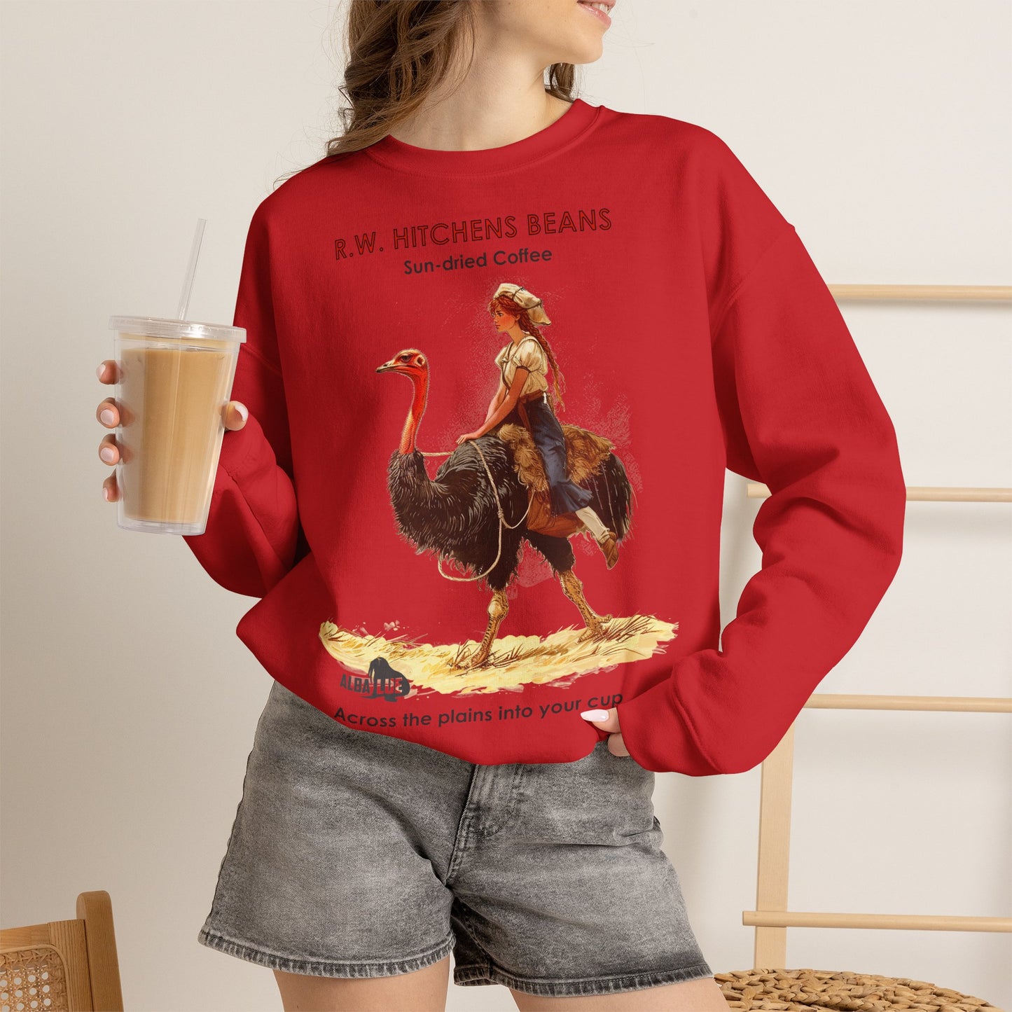 Vintage Ostrich Coffee Ad - Crewneck Sweatshirt