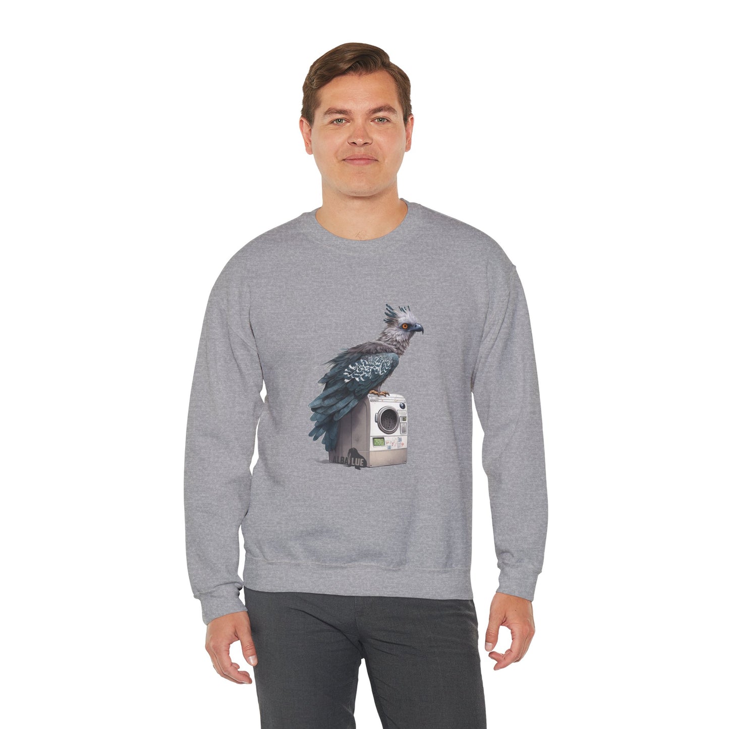 Harpy Eagle Sitting on a Washing Machine  - Crewneck Sweatshirt