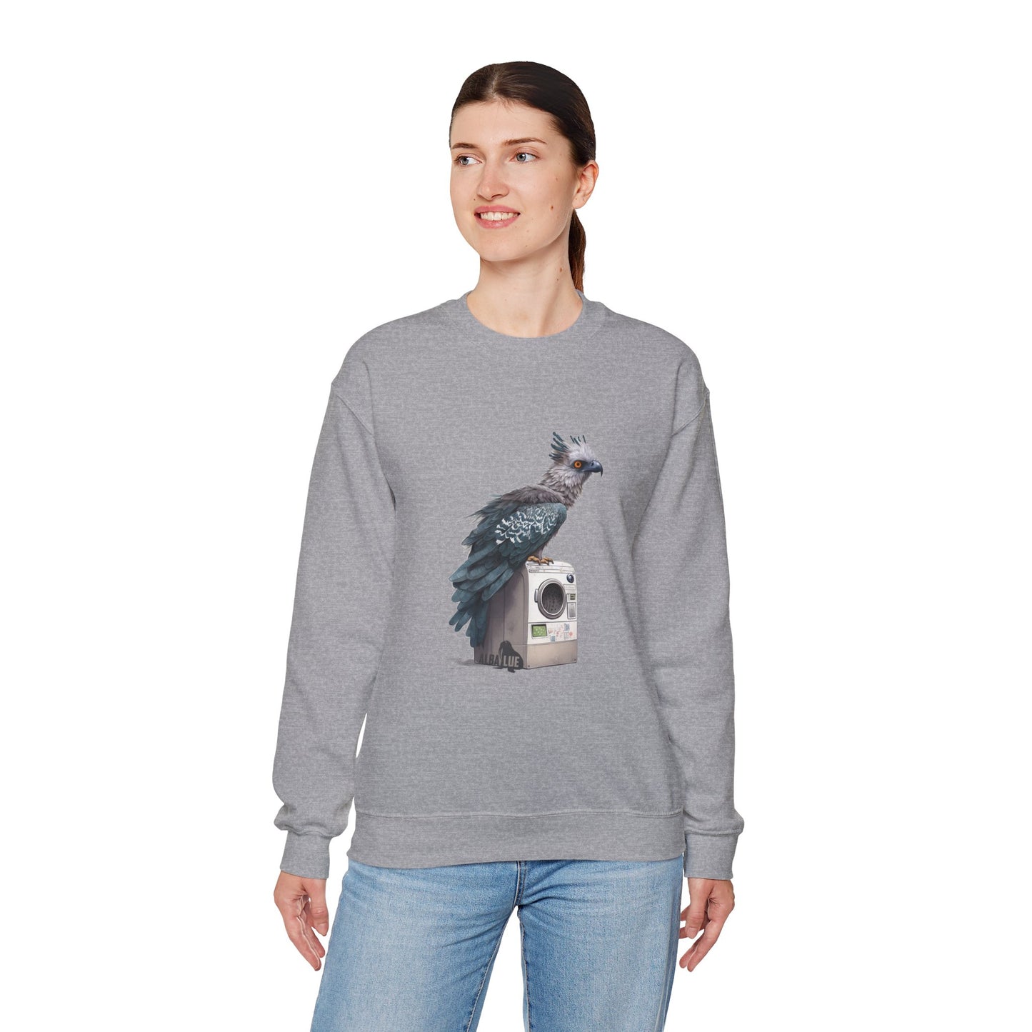Harpy Eagle Sitting on a Washing Machine  - Crewneck Sweatshirt