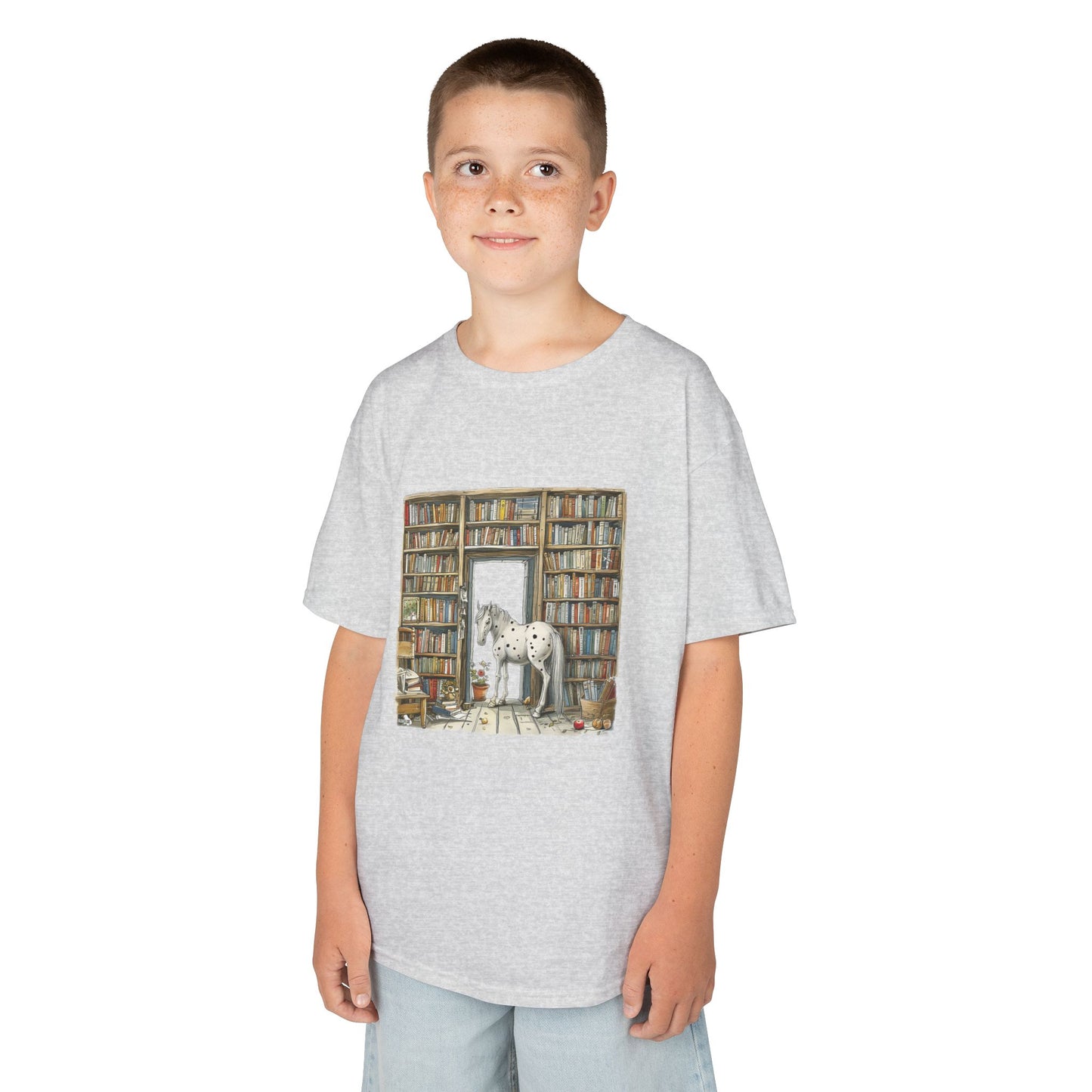 Horse in a Library - Kids T-shirt