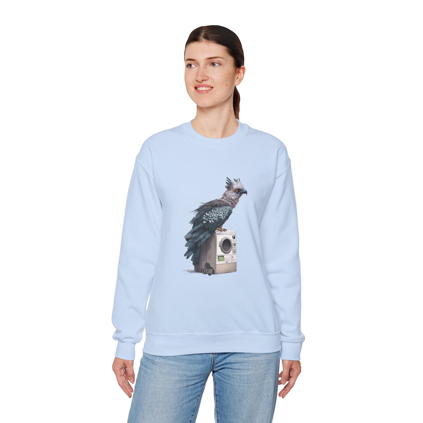 Harpy Eagle Sitting on a Washing Machine  - Crewneck Sweatshirt