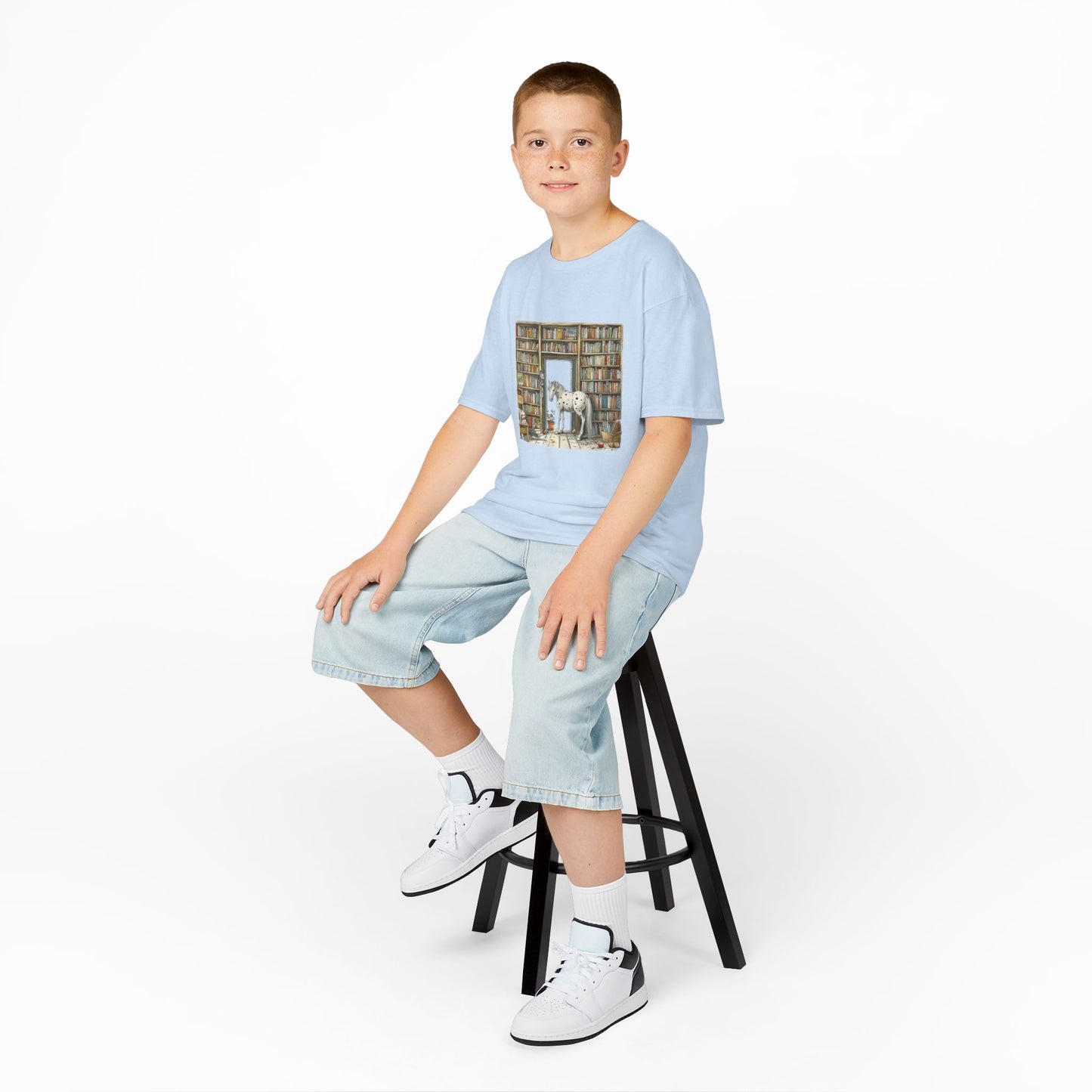 Horse in a Library - Kids T-shirt