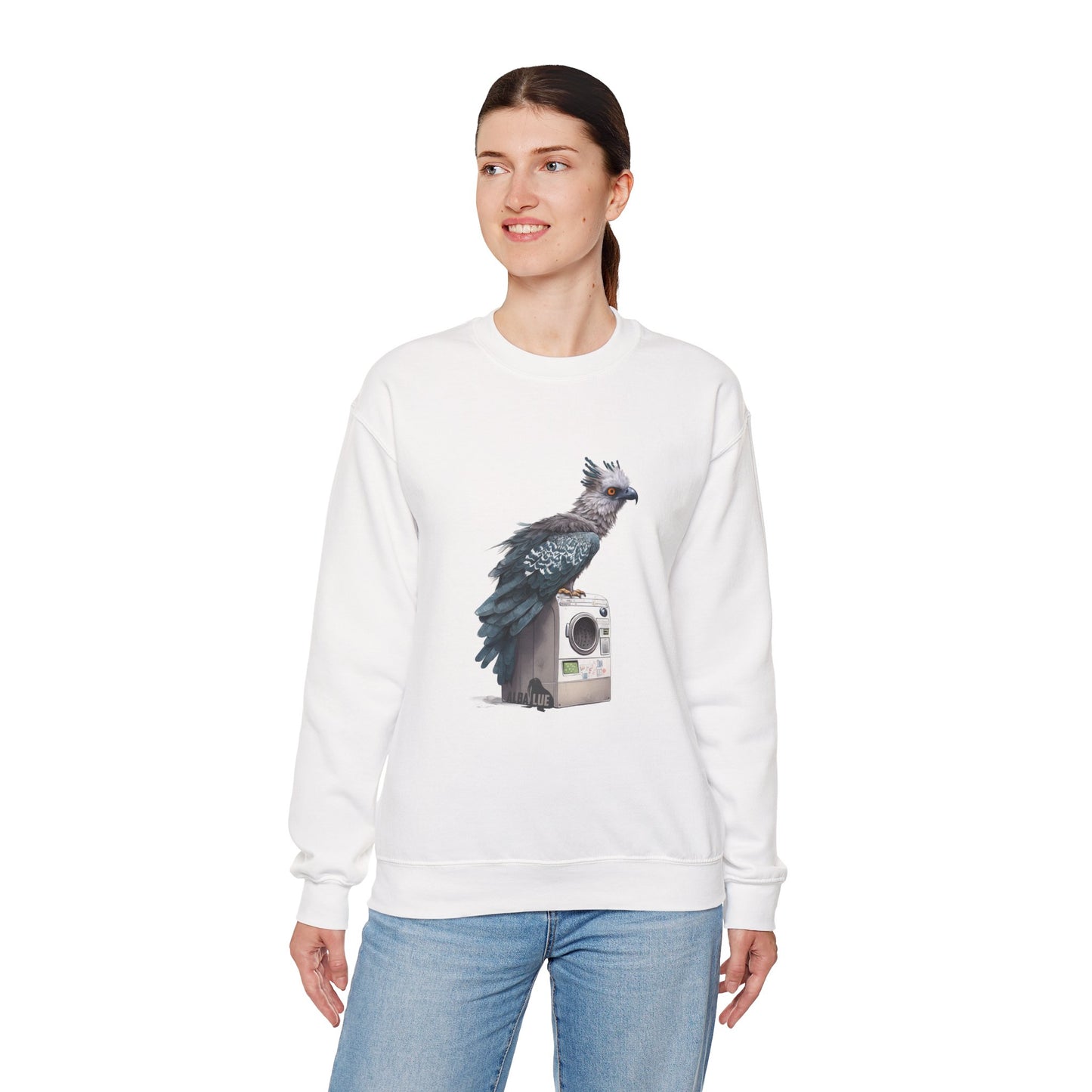Harpy Eagle Sitting on a Washing Machine  - Crewneck Sweatshirt