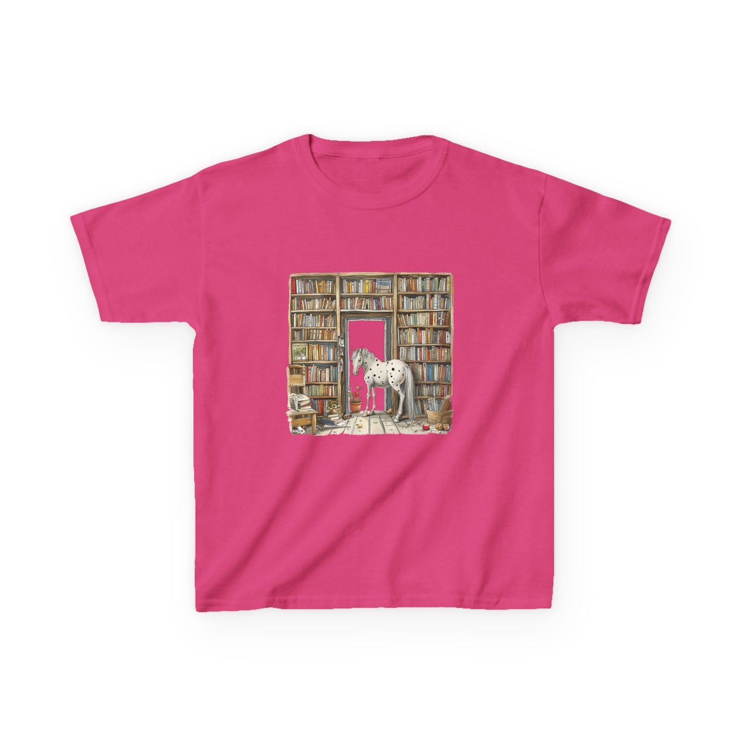 Horse in a Library - Kids T-shirt