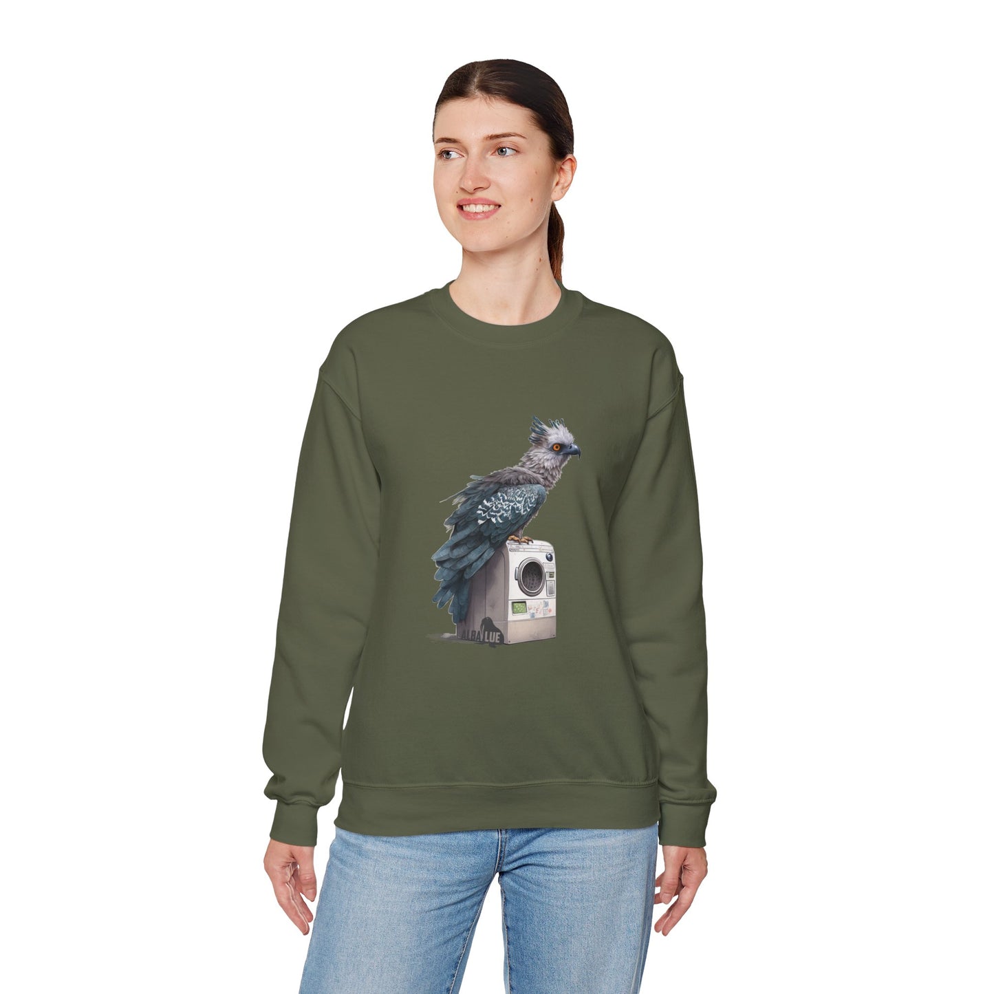 Harpy Eagle Sitting on a Washing Machine  - Crewneck Sweatshirt